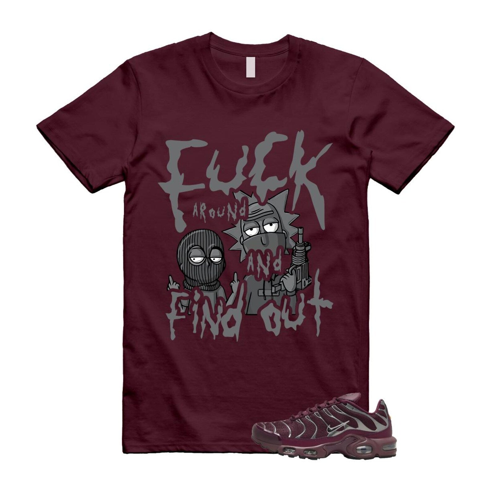 Air Max Night Maroon Metallic Silver Dark Team Red Plus SE T Shirt Match MORTY HJ9743-600 T-Shirt, Sneaker Match Tee