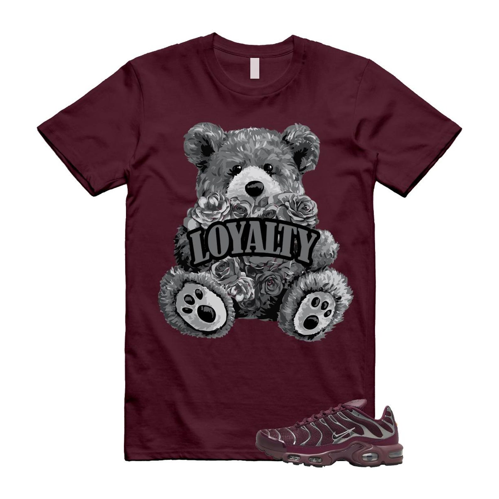 Air Max Night Maroon Metallic Silver Dark Team Red Plus SE T Shirt Match LYLTY HJ9743-600 T-Shirt, Sneaker Match Tee