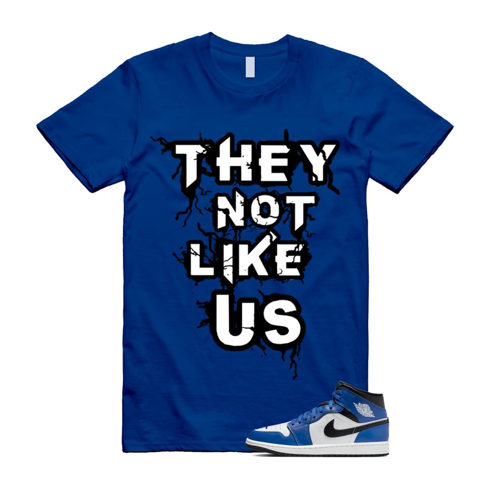 1 Game Royal Blue Black White Mid T Shirt Match US DQ8426-402 T-Shirt, Sneaker Match Tee