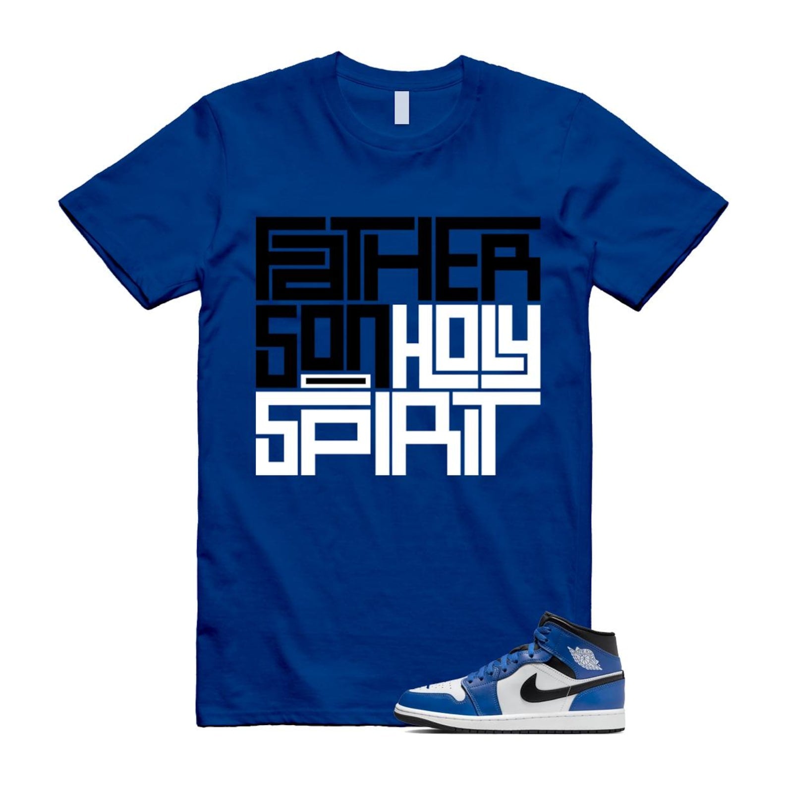 1 Game Royal Blue Black White Mid T Shirt Match FATHER DQ8426-402 T-Shirt, Sneaker Match Tee