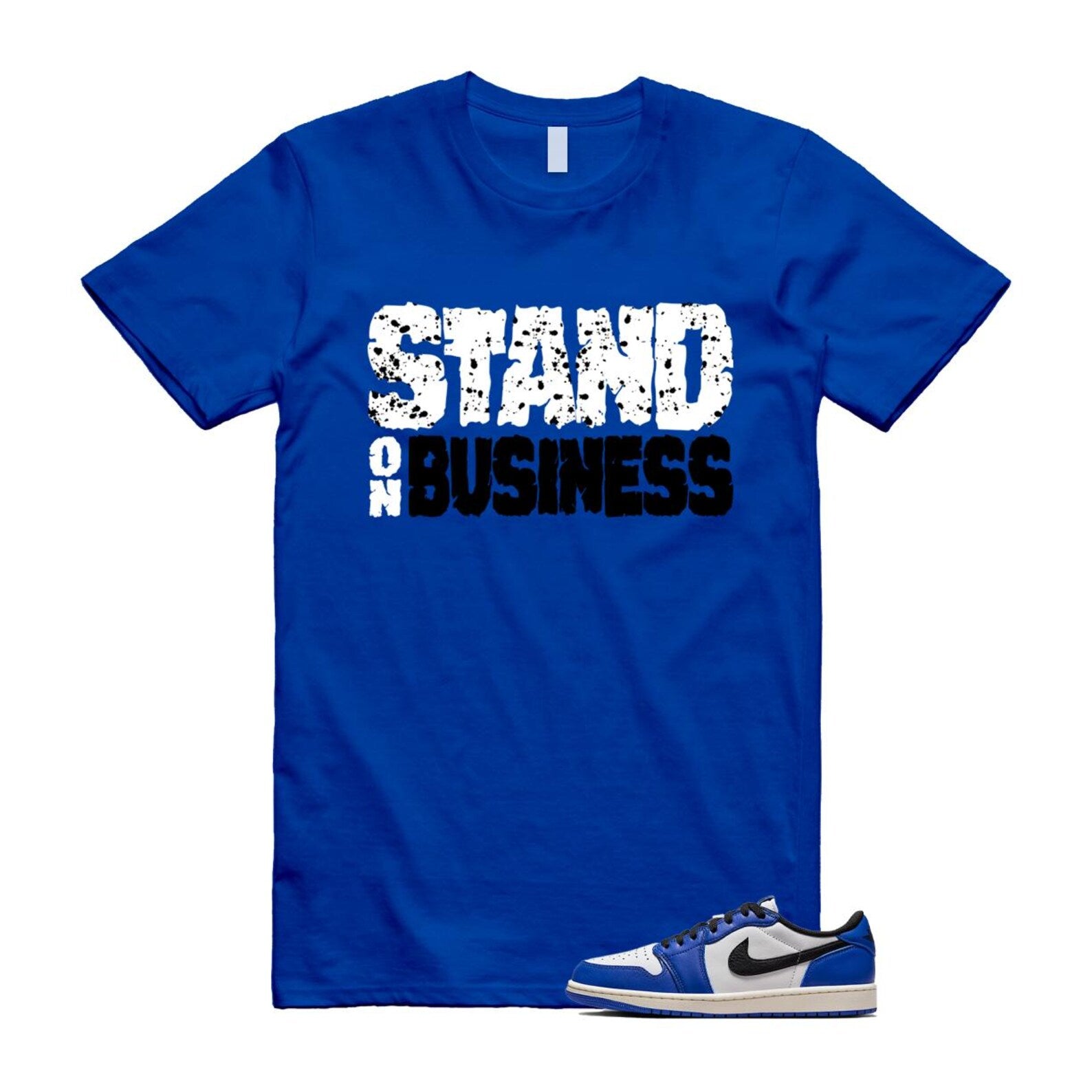 1 Game Royal Blue White Black Low OG T Shirt Match Stand On Business CZ0790-140 T-Shirt, Sneaker Match Tee