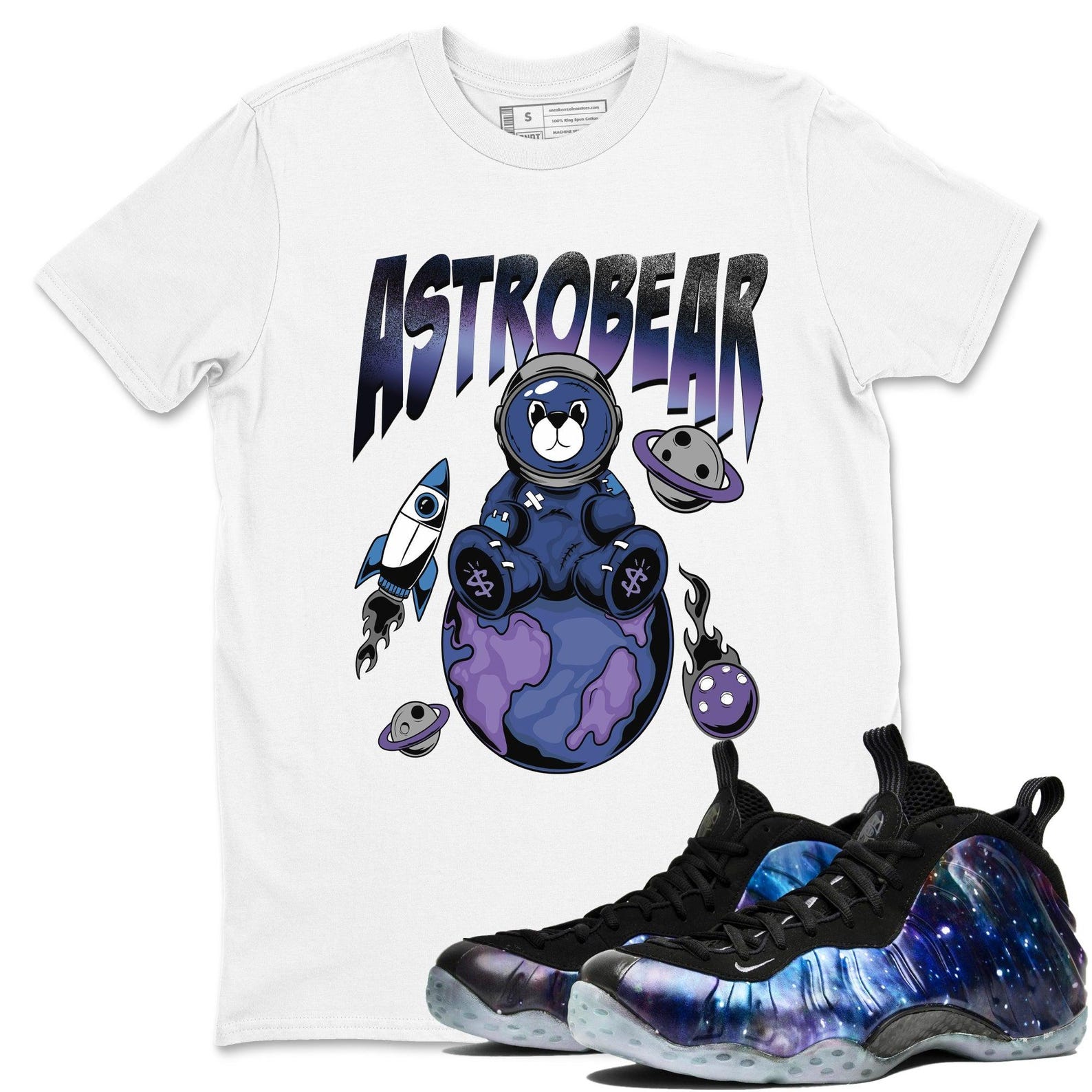 Astrobear Unisex T Shirts To Match Jordans Air Foamposite One Galaxy, FQ4303-400 T-Shirt, Sneaker Match Tee