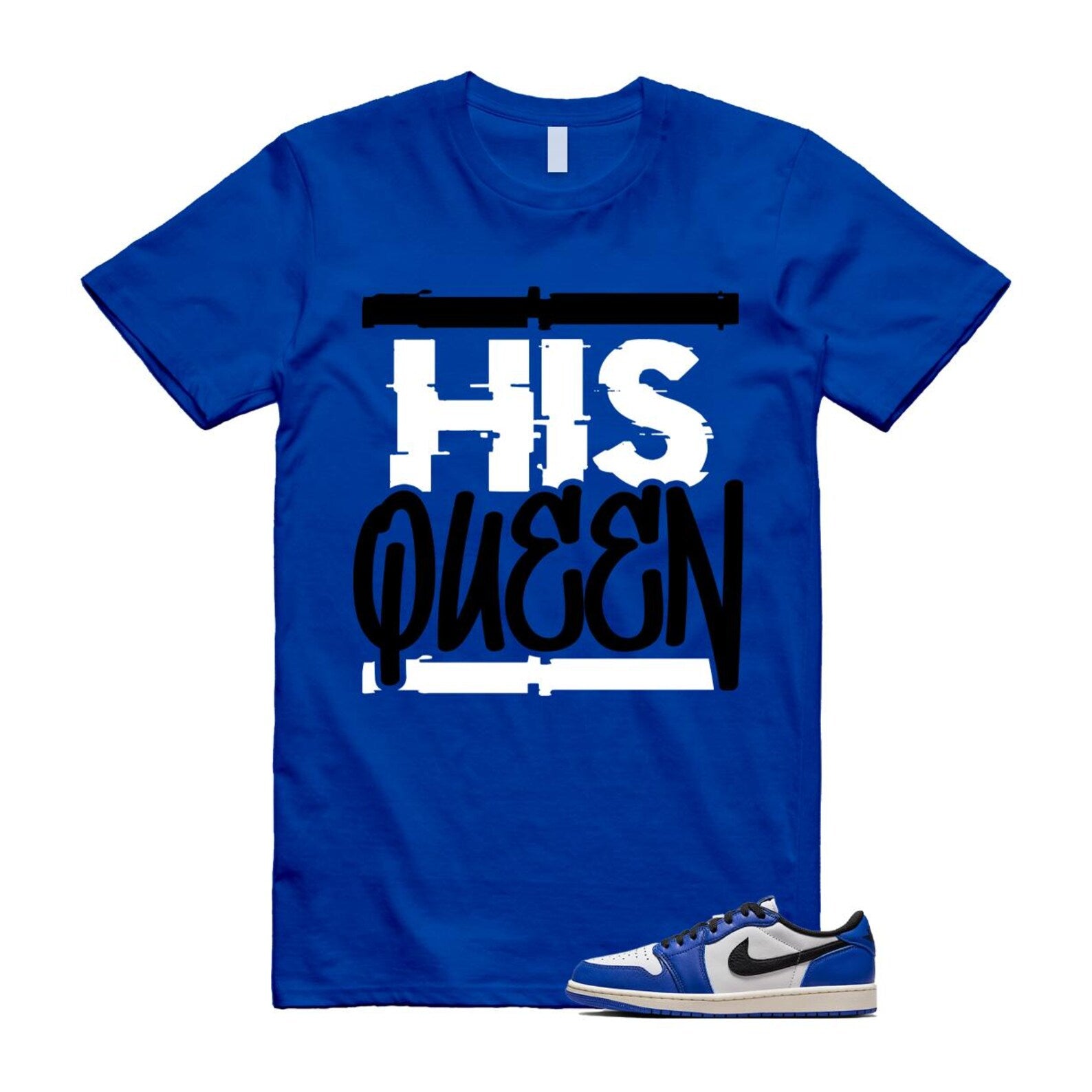 1 Game Royal Blue White Black Low OG T Shirt Match HQ CZ0790-140 T-Shirt, Sneaker Match Tee