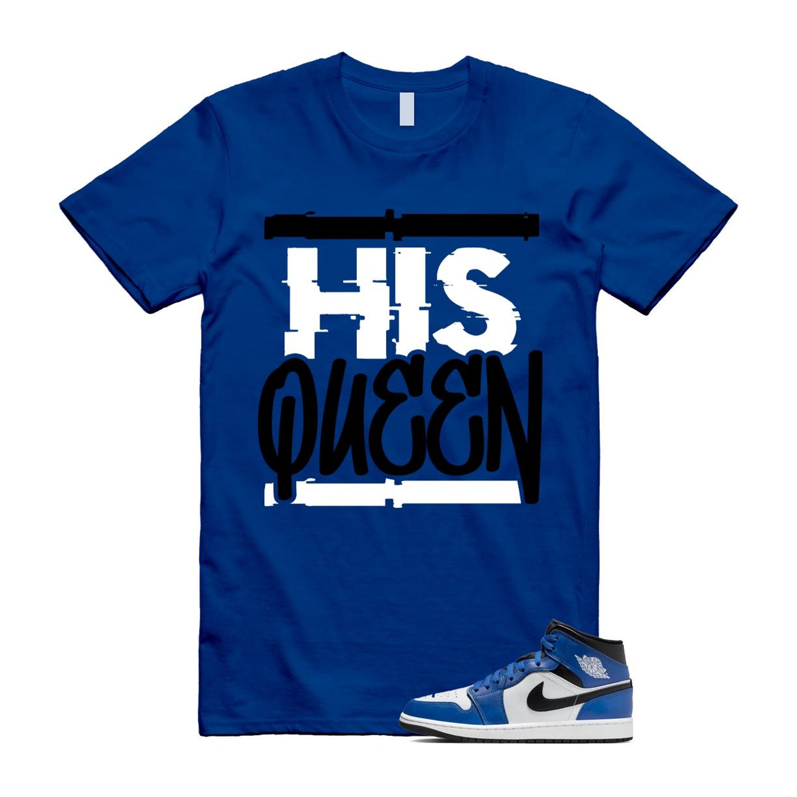 1 Game Royal Blue Black White Mid T Shirt Match HQ DQ8426-402 T-Shirt, Sneaker Match Tee
