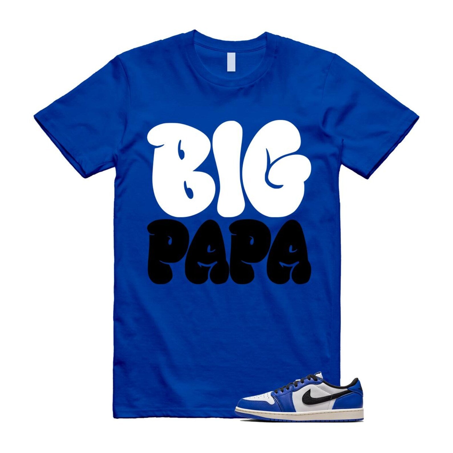 1 Game Royal Blue White Black Low OG T Shirt Match PAPA CZ0790-140 T-Shirt, Sneaker Match Tee