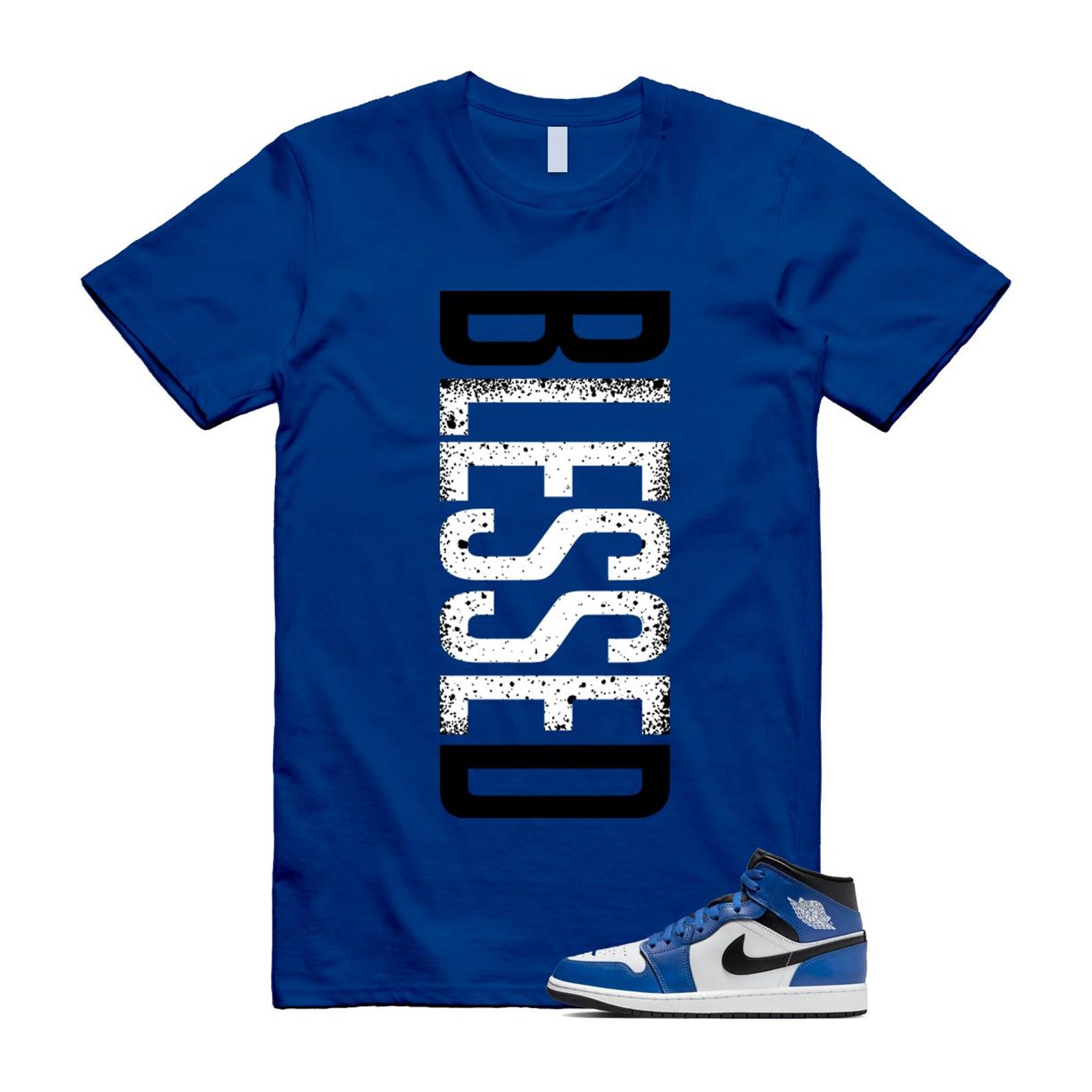 1 Game Royal Blue Black White Mid T Shirt Match VERTBLS DQ8426-402 T-Shirt, Sneaker Match Tee