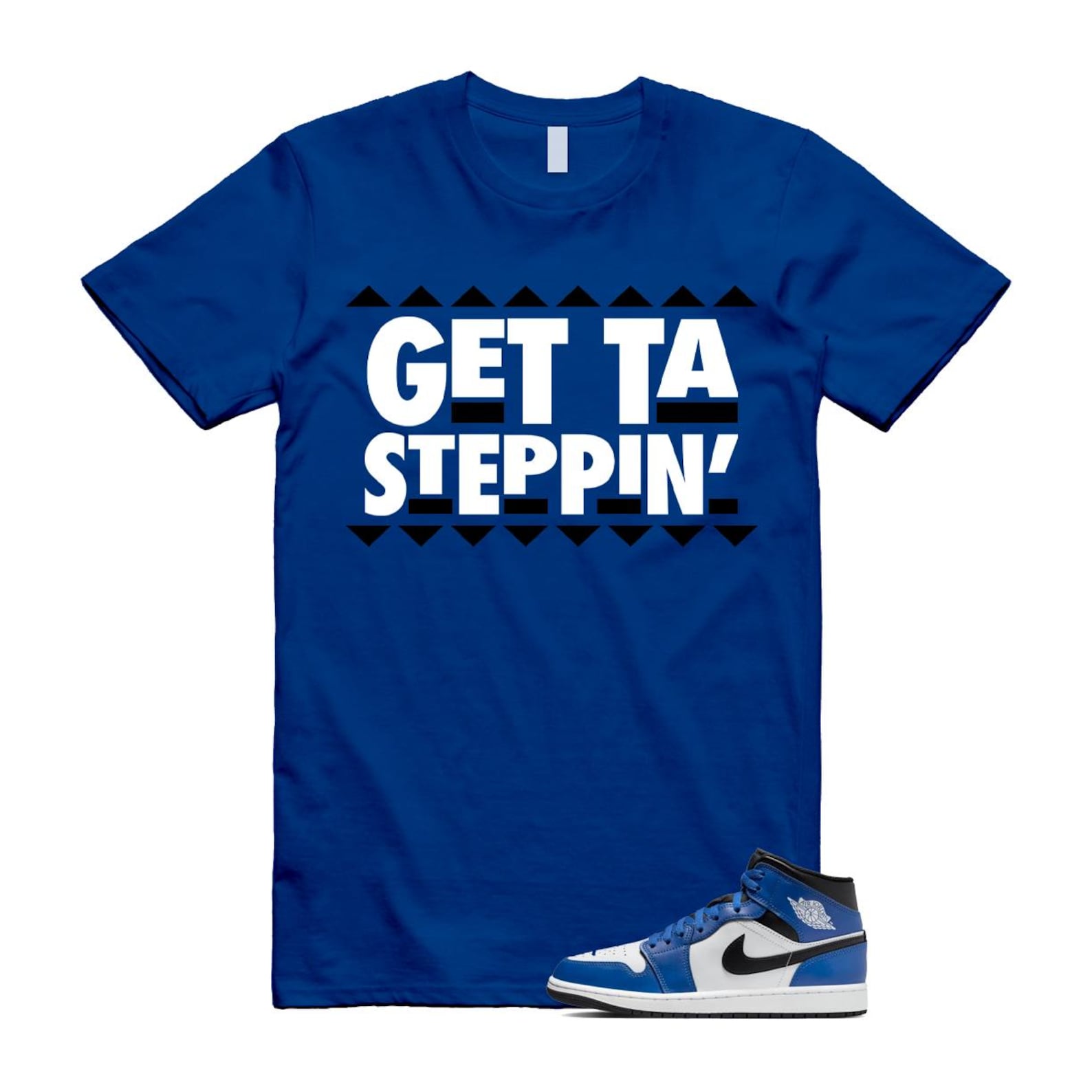 1 Game Royal Blue Black White Mid T Shirt Match GET DQ8426-402 T-Shirt, Sneaker Match Tee