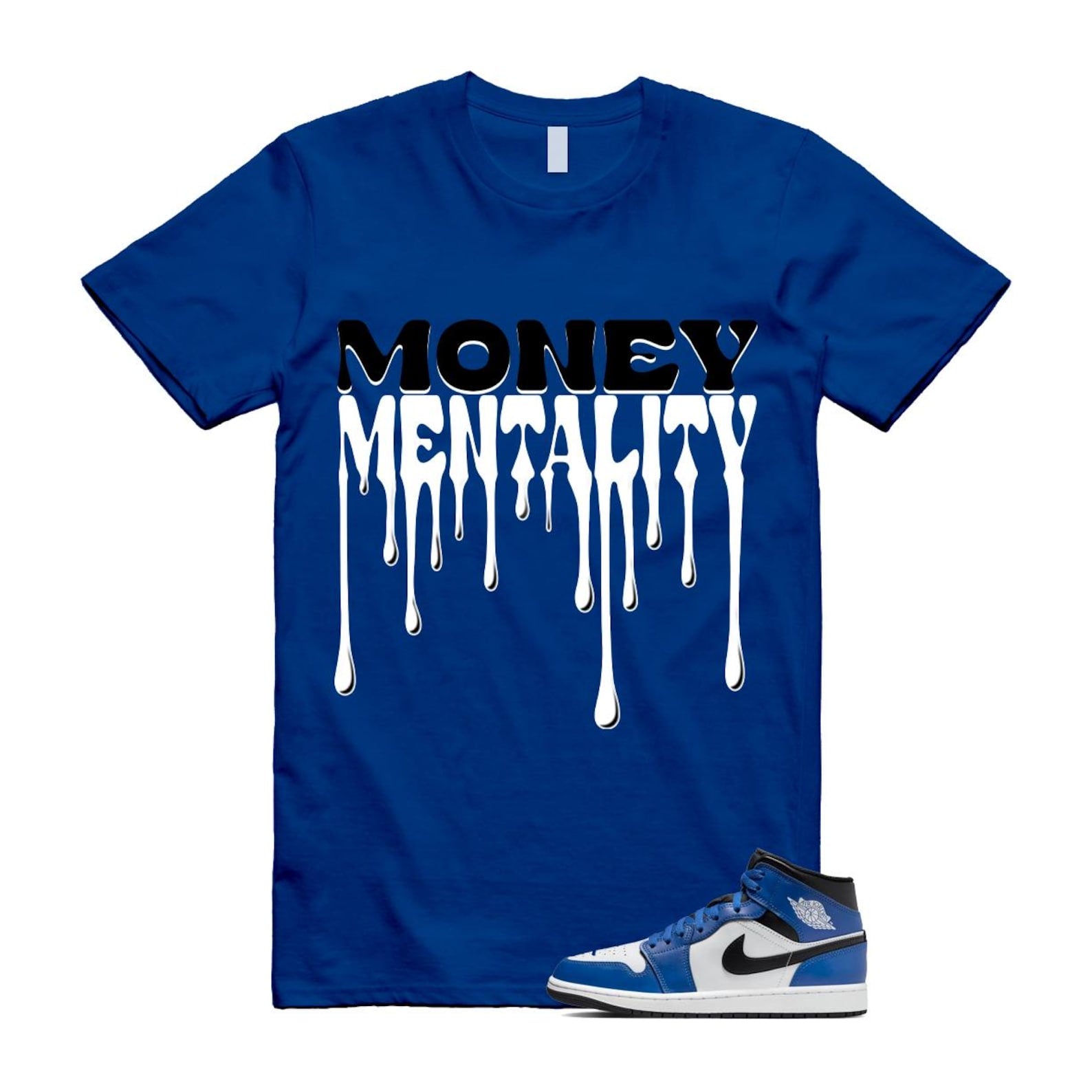 1 Game Royal Blue Black White Mid T Shirt Match MENTALITY DQ8426-402 T-Shirt, Sneaker Match Tee