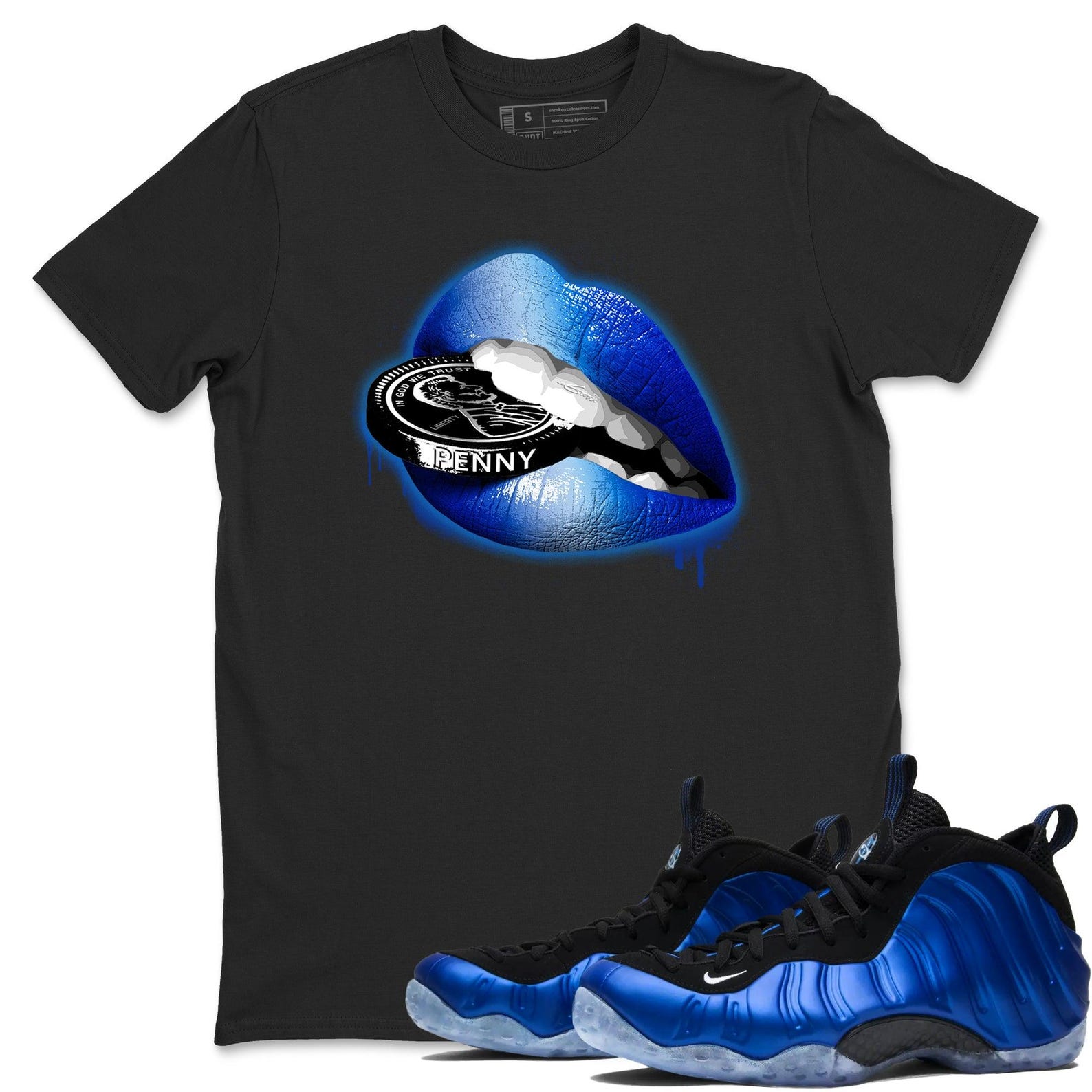Lips Coin T-Shirts To Match Jordans Streetwear Air Foamposite One Royal, FQ8181-511 T-Shirt, Sneaker Match Tee