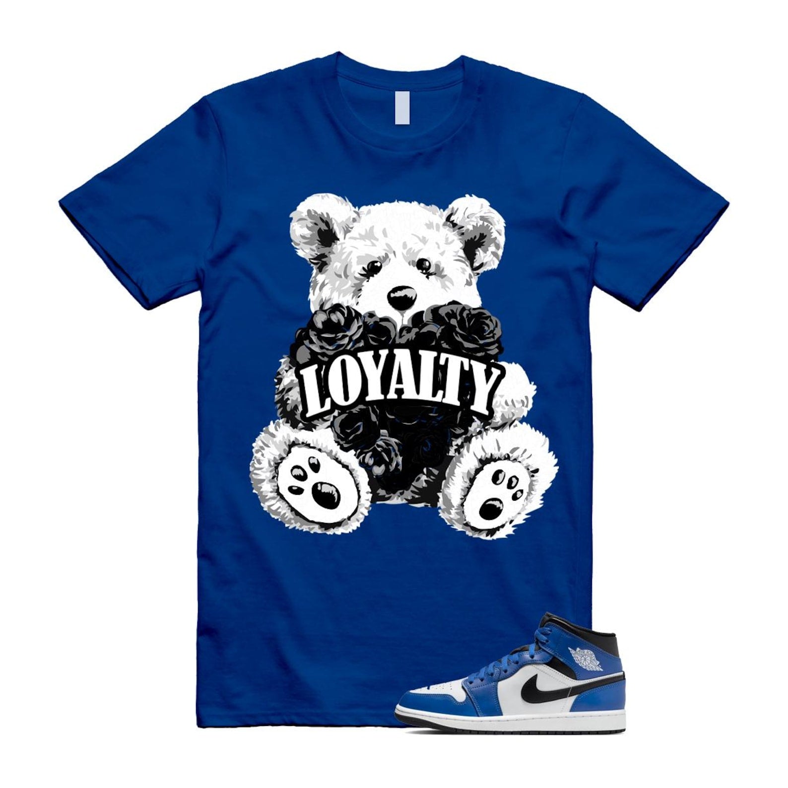1 Game Royal Blue Black White Mid T Shirt Match LYLTY DQ8426-402 T-Shirt, Sneaker Match Tee