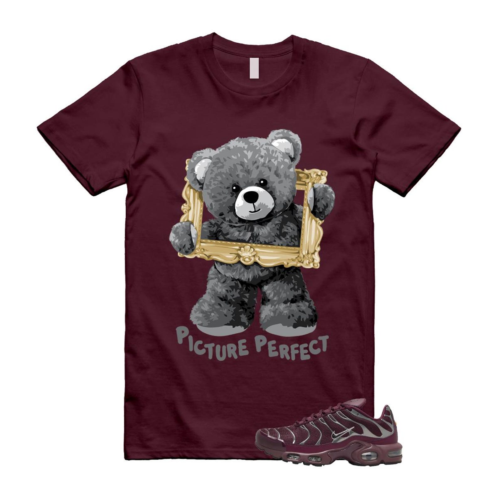 Air Max Night Maroon Metallic Silver Dark Team Red Plus SE T Shirt Match PIC HJ9743-600 T-Shirt, Sneaker Match Tee