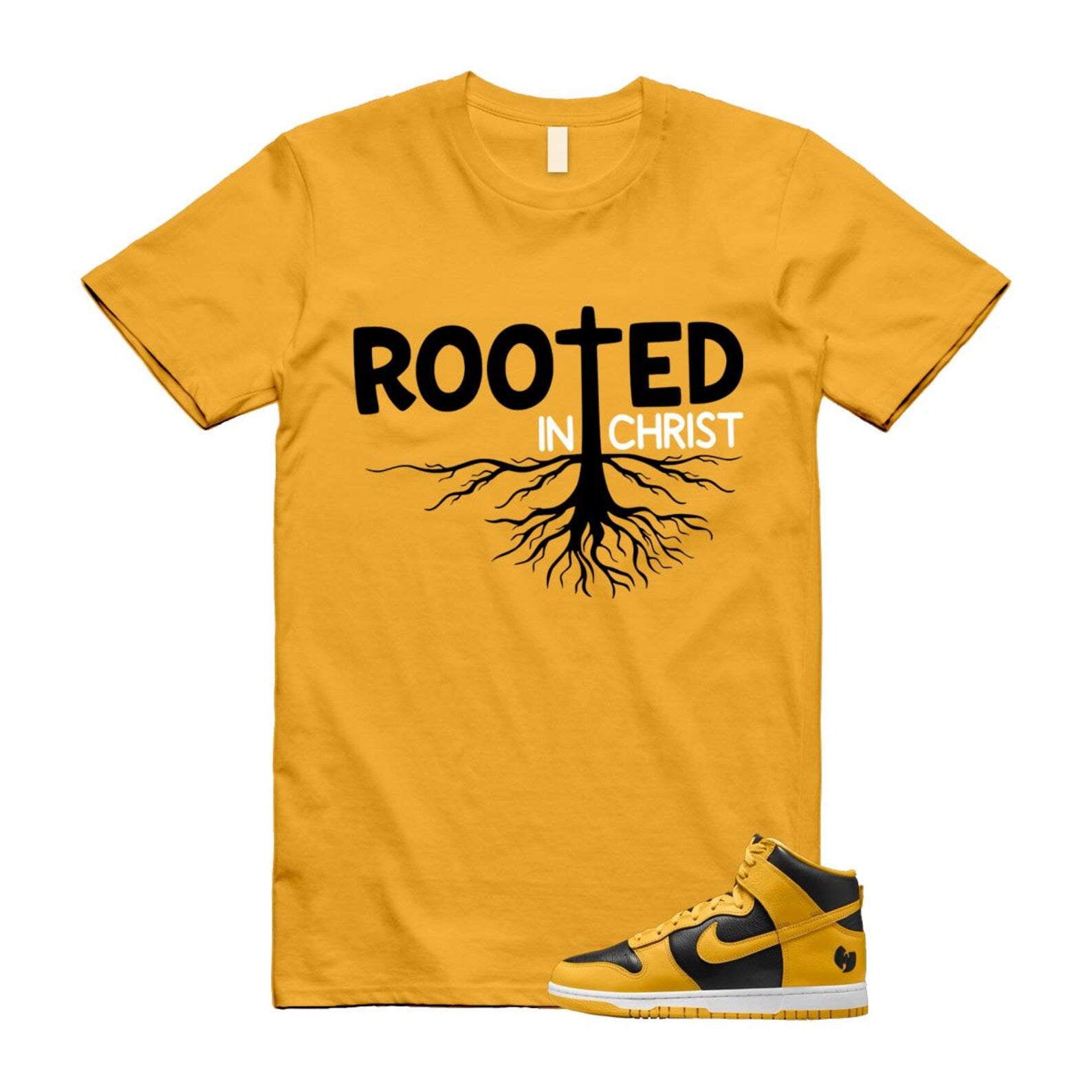 Dunk Tang Black Pollen White Yellow Gold High T Shirt Match ROOTED HJ4320-001 T-Shirt, Sneaker Match Tee