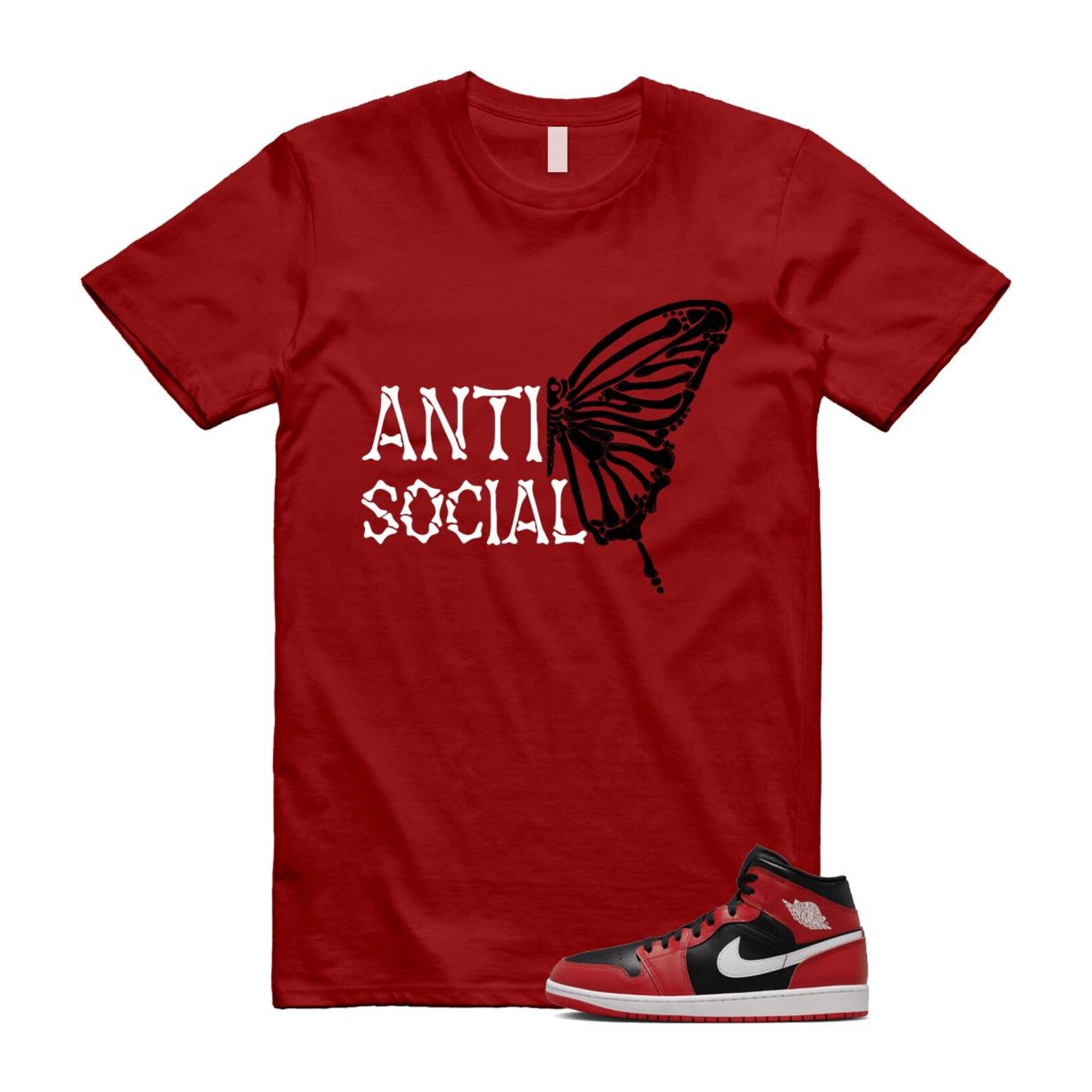 Jordan 1 Mid Gym Red Black White (2024) T Shirt Match ASB DQ8426-061 T-Shirt, Sneaker Match Tee