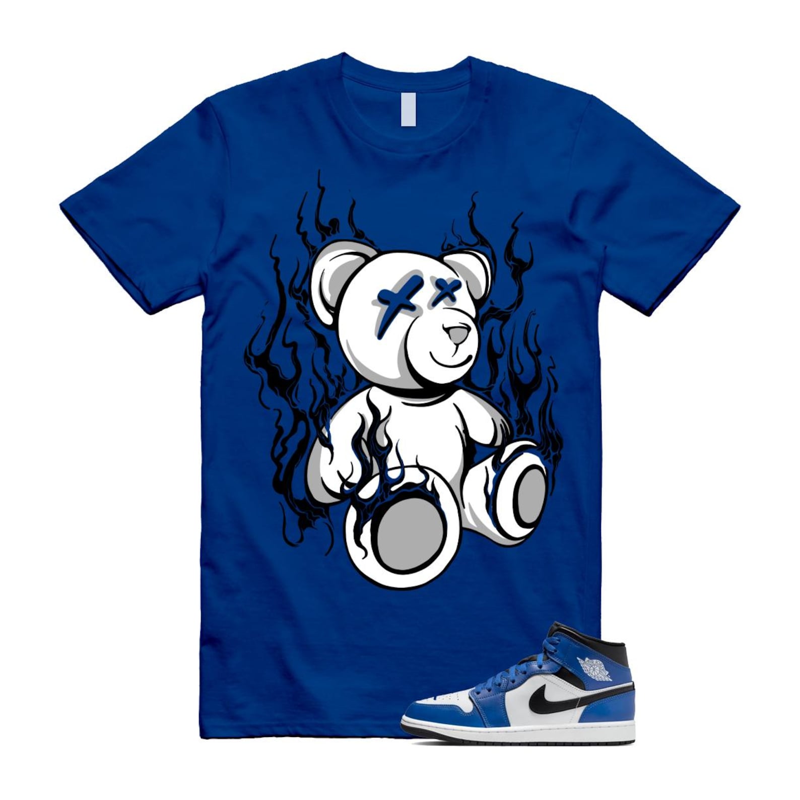 1 Game Royal Blue Black White Mid T Shirt Match LIT DQ8426-402 T-Shirt, Sneaker Match Tee
