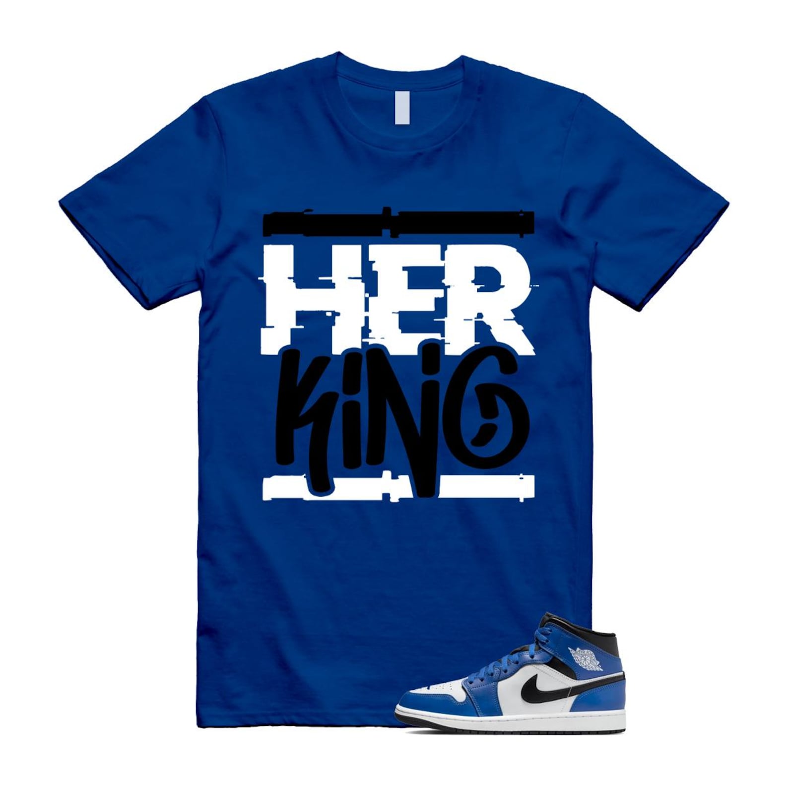 1 Game Royal Blue Black White Mid T Shirt Match HK DQ8426-402 T-Shirt, Sneaker Match Tee
