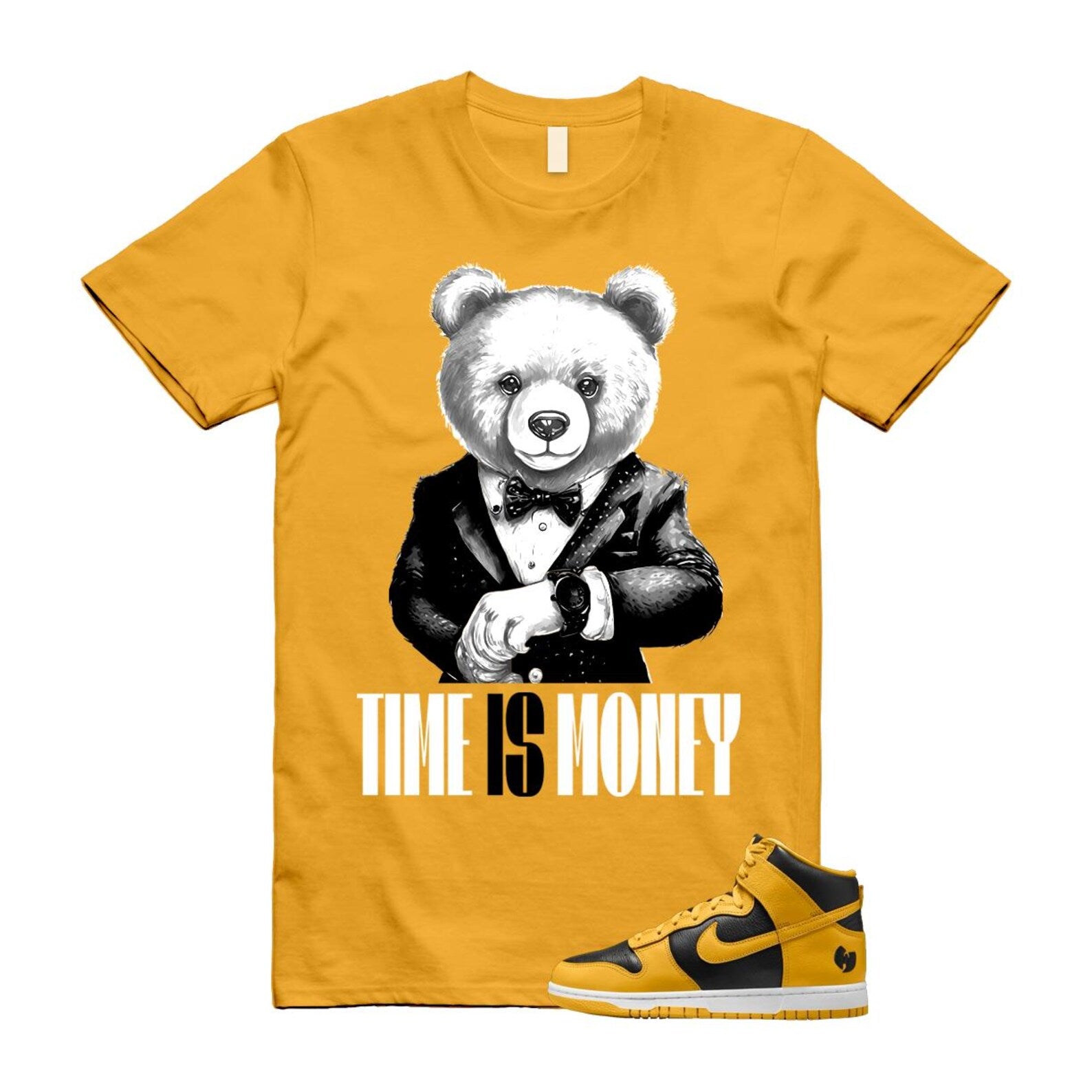 Dunk Tang Black Pollen White Yellow Gold High T Shirt Match TIM HJ4320-001 T-Shirt, Sneaker Match Tee