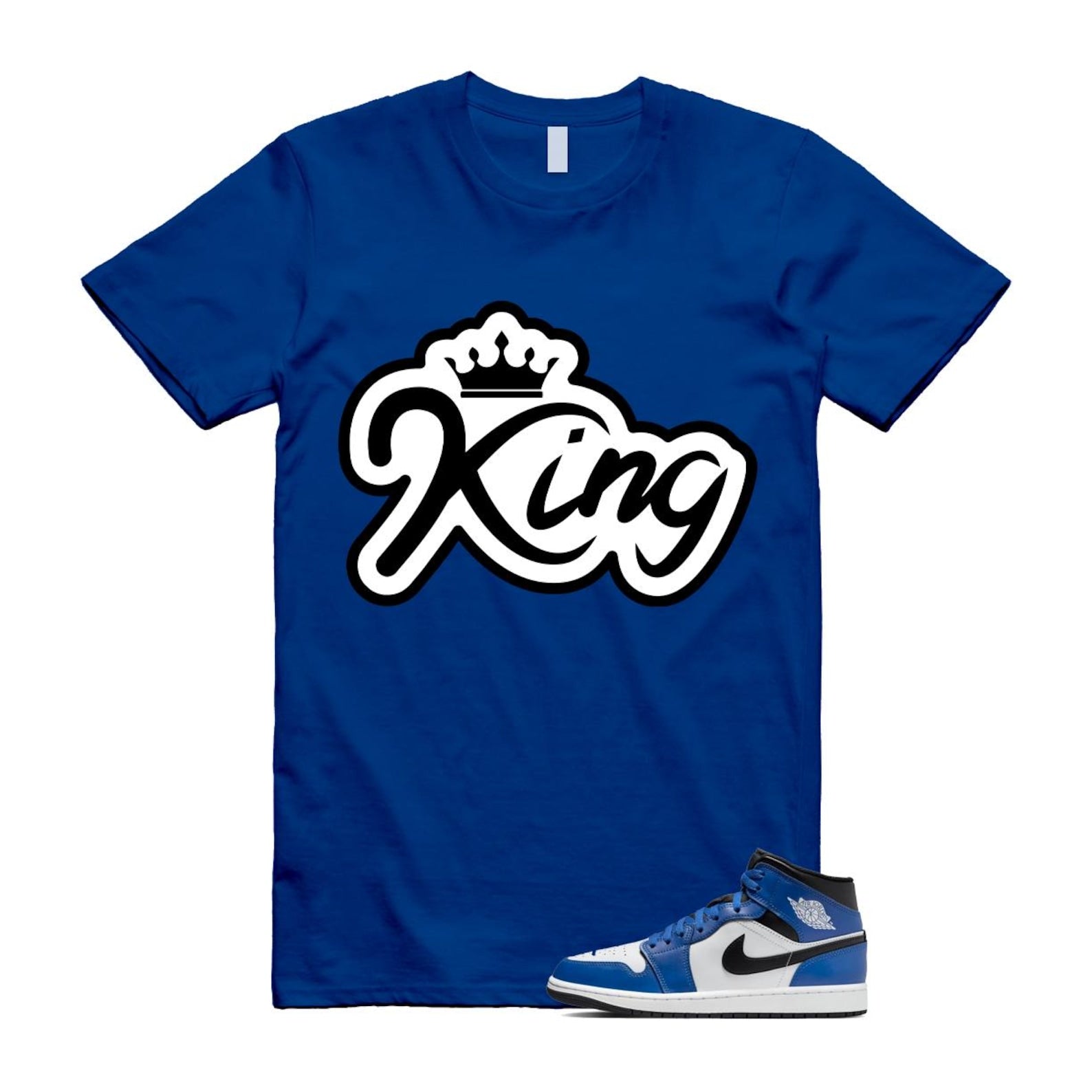 1 Game Royal Blue Black White Mid T Shirt Match K2 DQ8426-402 T-Shirt, Sneaker Match Tee