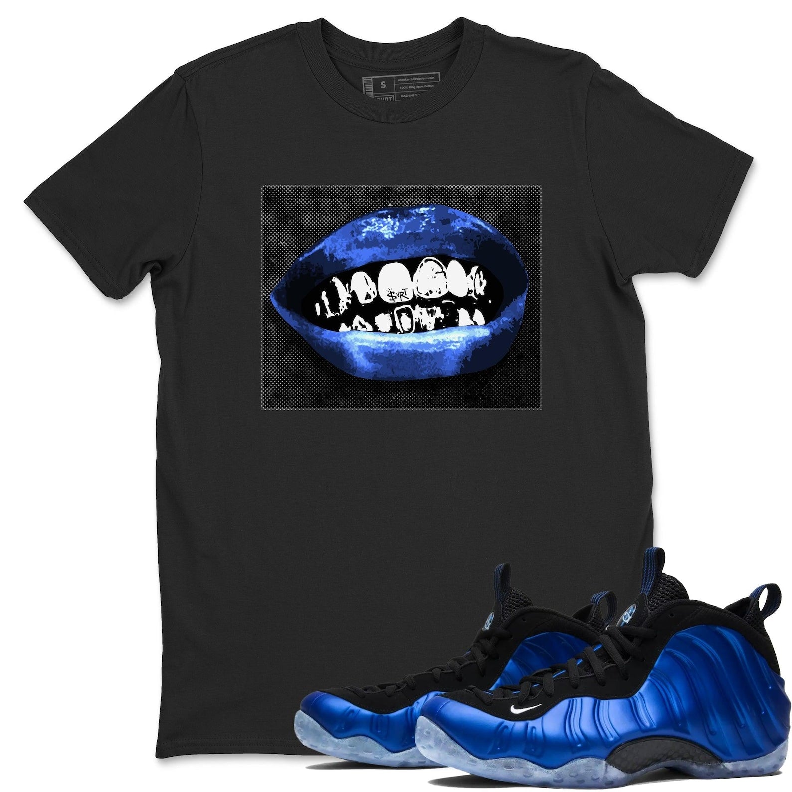 Grillz Lips Unisex T Shirts To Match Jordans Air Foamposite One Royal, FQ8181-511 T-Shirt, Sneaker Match Tee