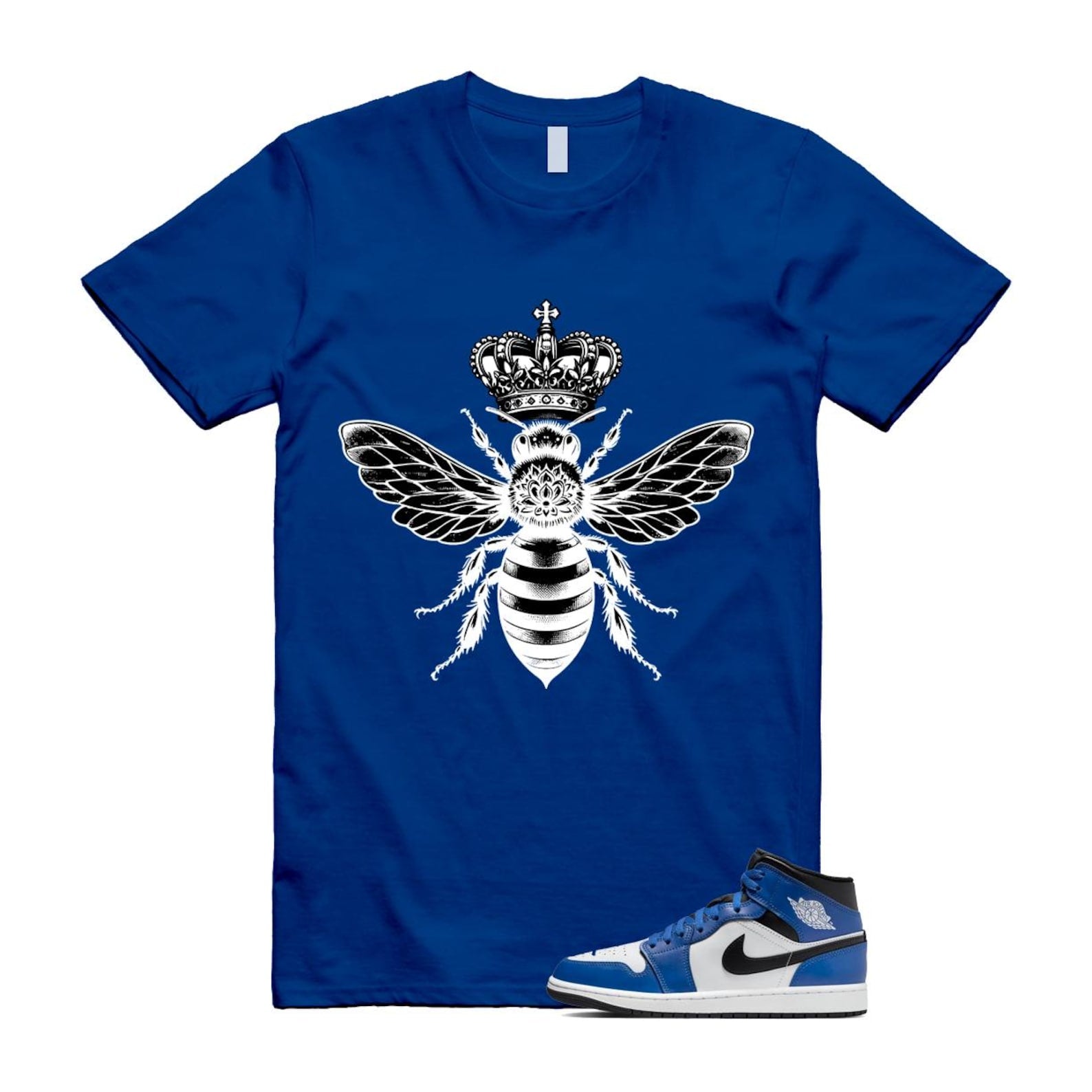 1 Game Royal Blue Black White Mid T Shirt Match BEE DQ8426-402 T-Shirt, Sneaker Match Tee