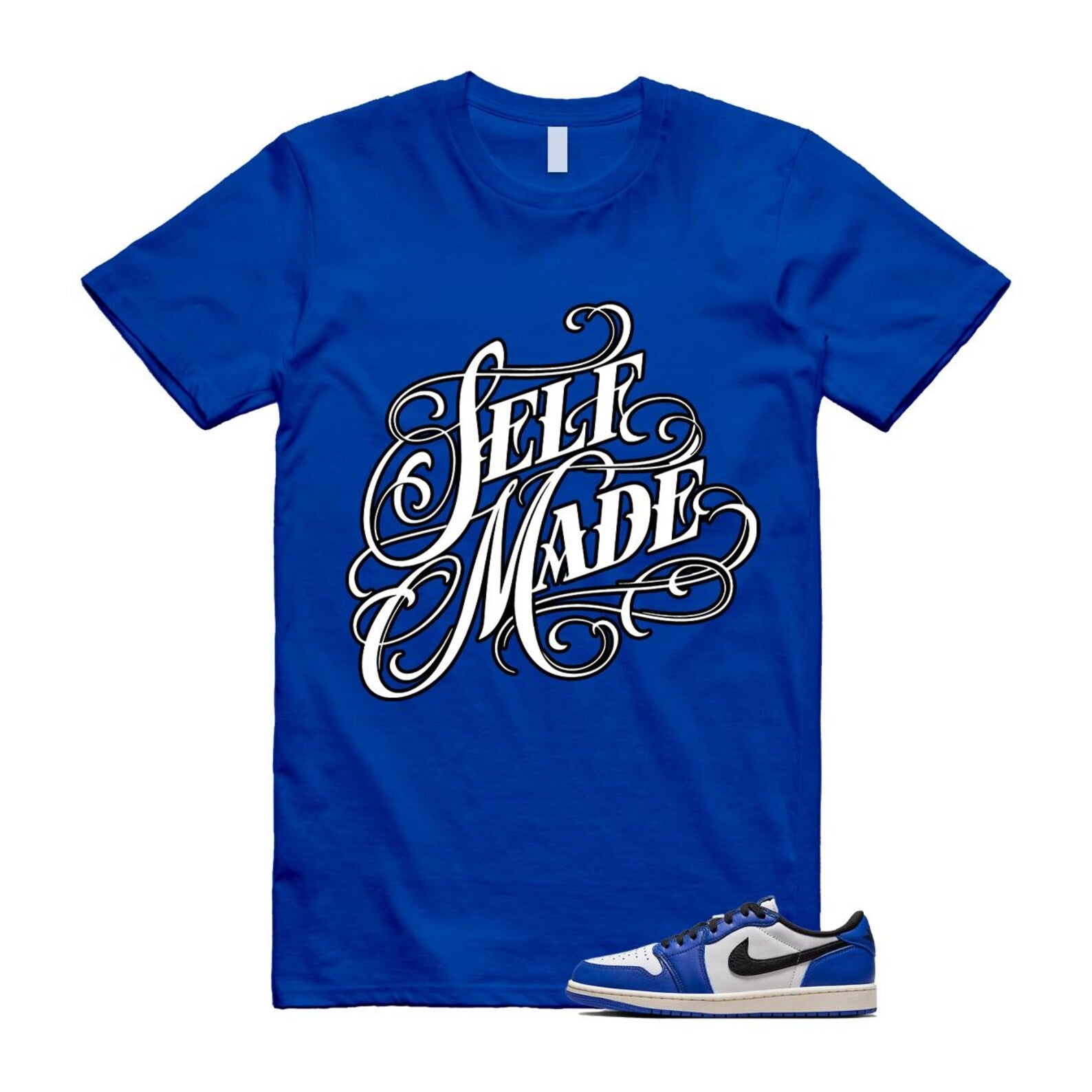1 Game Royal Blue White Black Low OG T Shirt Match SELF CZ0790-140 T-Shirt, Sneaker Match Tee