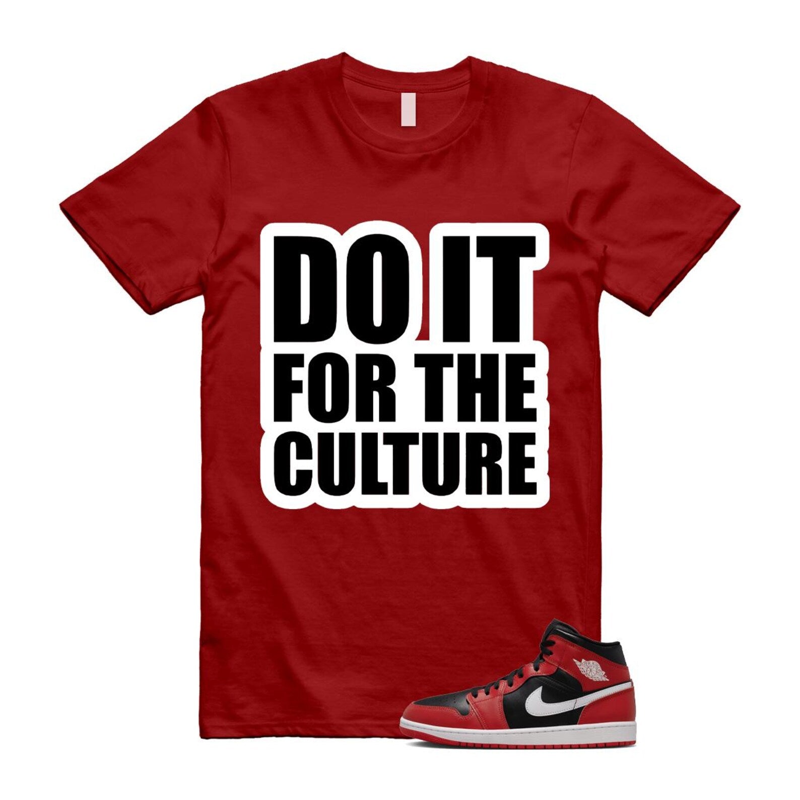 Jordan 1 Mid Gym Red Black White (2024) T Shirt Match CULTURE DQ8426-061 T-Shirt, Sneaker Match Tee
