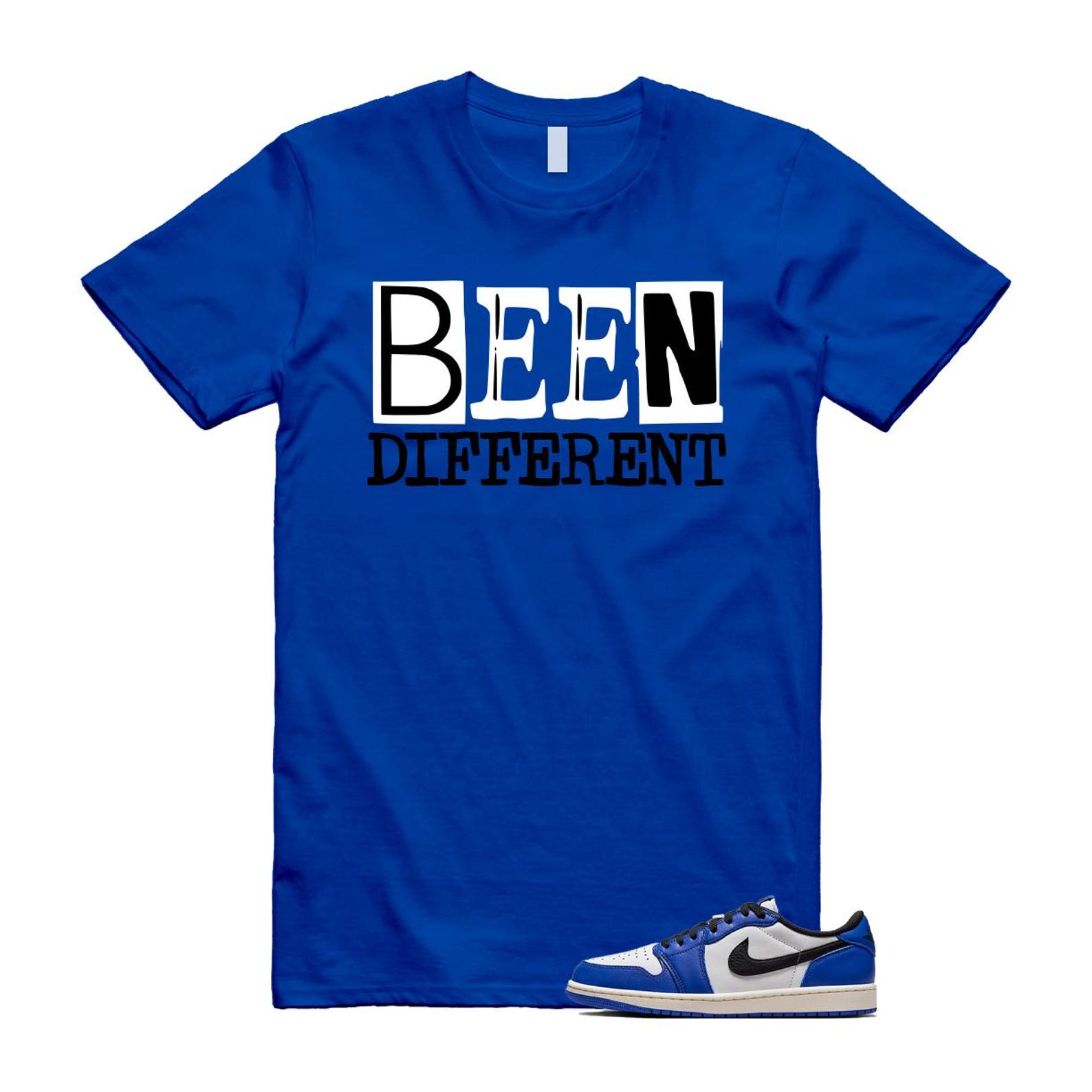 1 Game Royal Blue White Black Low OG T Shirt Match BEEN Different CZ0790-140 T-Shirt, Sneaker Match Tee