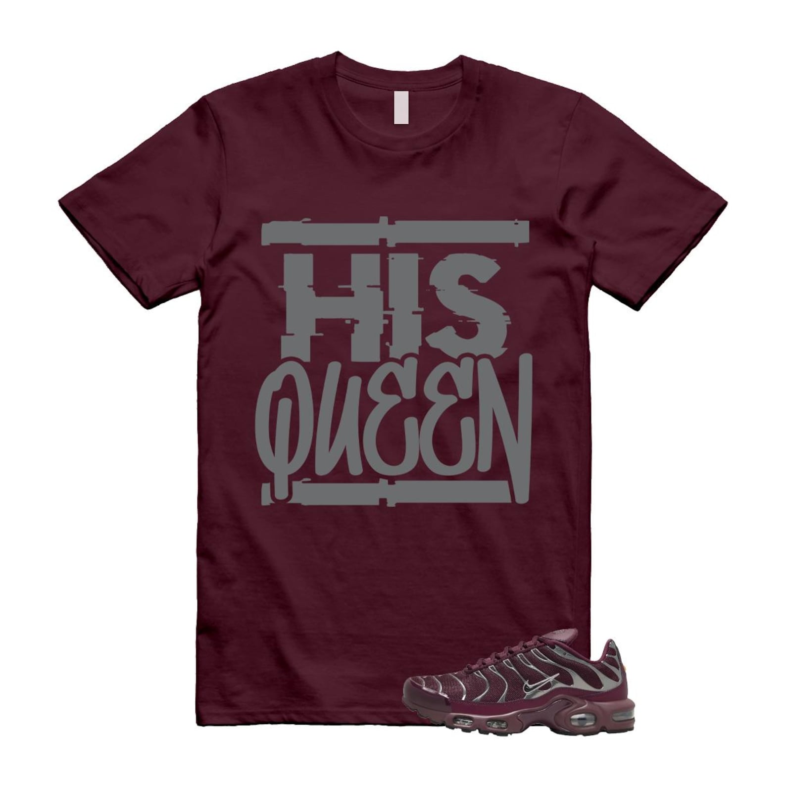 Air Max Night Maroon Metallic Silver Dark Team Red Plus SE T Shirt Match HQ HJ9743-600 T-Shirt, Sneaker Match Tee