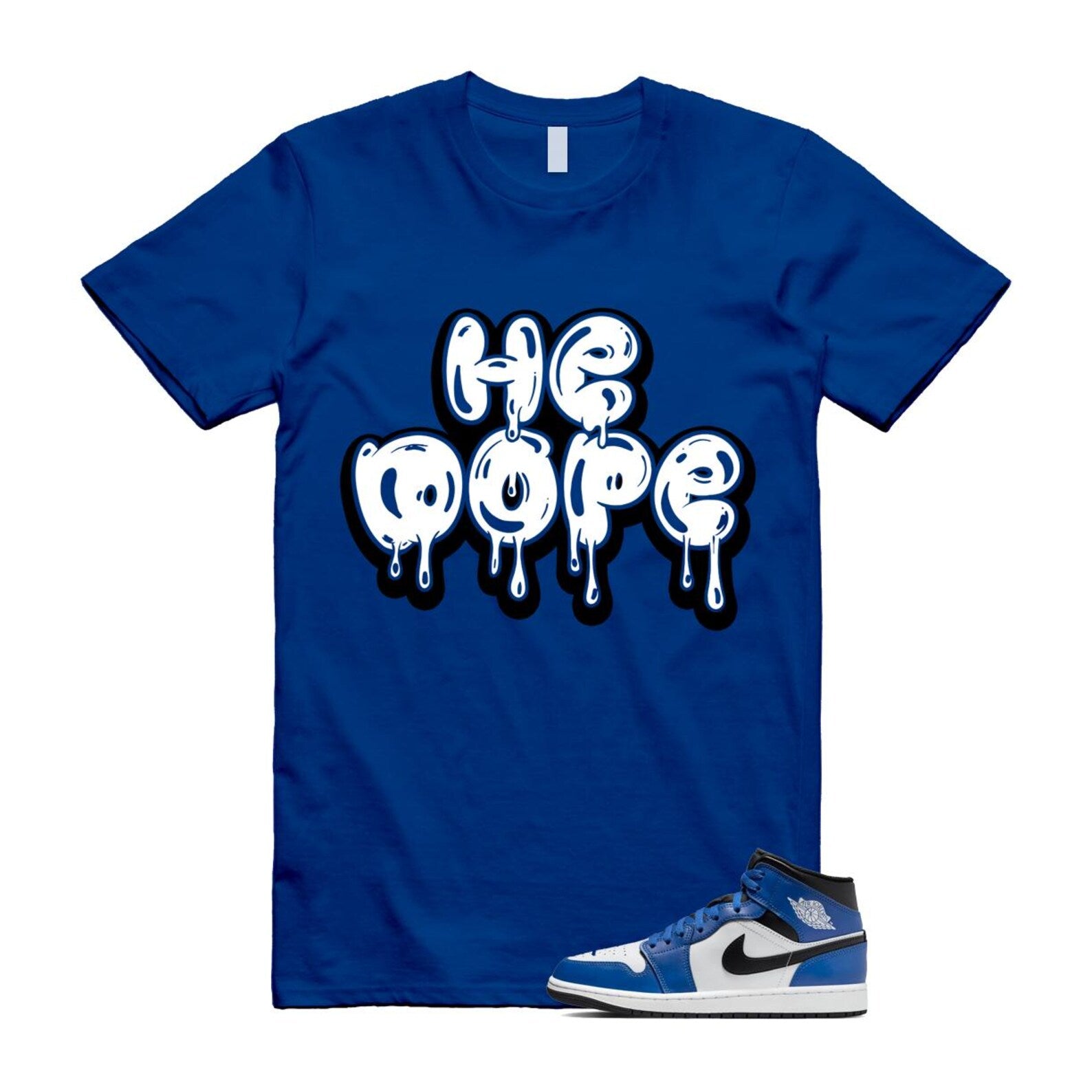 1 Game Royal Blue Black White Mid T Shirt Match HE DOPE DQ8426-402 T-Shirt, Sneaker Match Tee