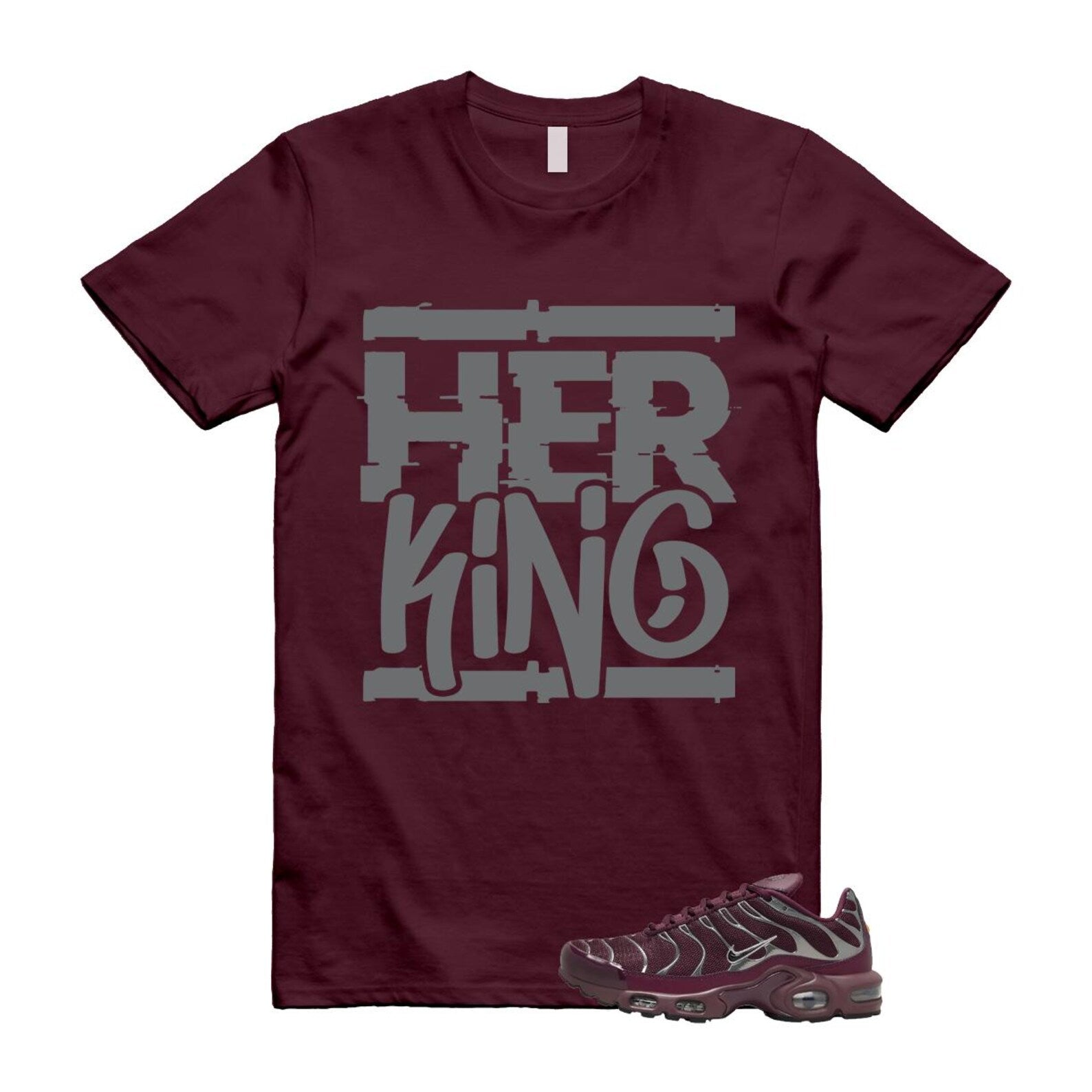 Air Max Night Maroon Metallic Silver Dark Team Red Plus SE T Shirt Match HK HJ9743-600 T-Shirt, Sneaker Match Tee