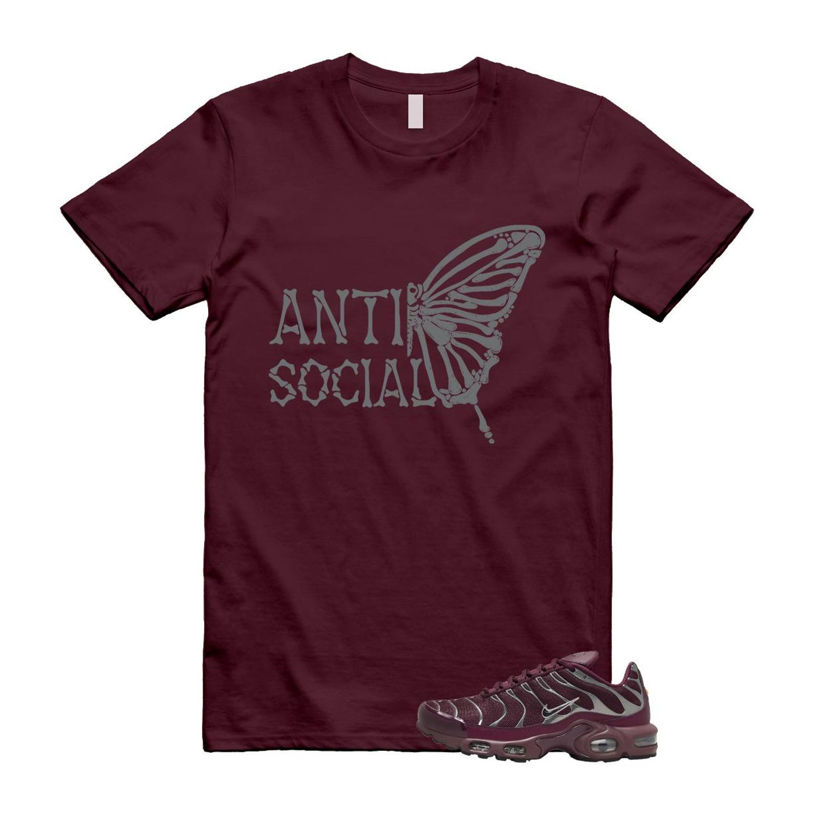 Air Max Night Maroon Metallic Silver Dark Team Red Plus SE T Shirt Match ASB HJ9743-600 T-Shirt, Sneaker Match Tee