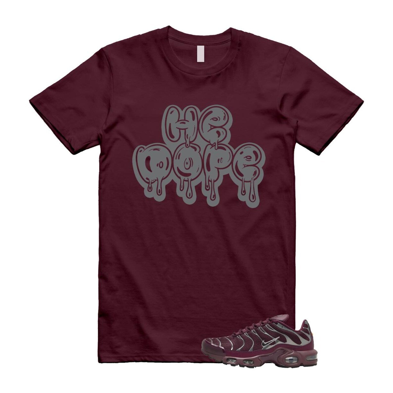 Air Max Night Maroon Metallic Silver Dark Team Red Plus SE T Shirt Match HE DOPE HJ9743-600 T-Shirt, Sneaker Match Tee