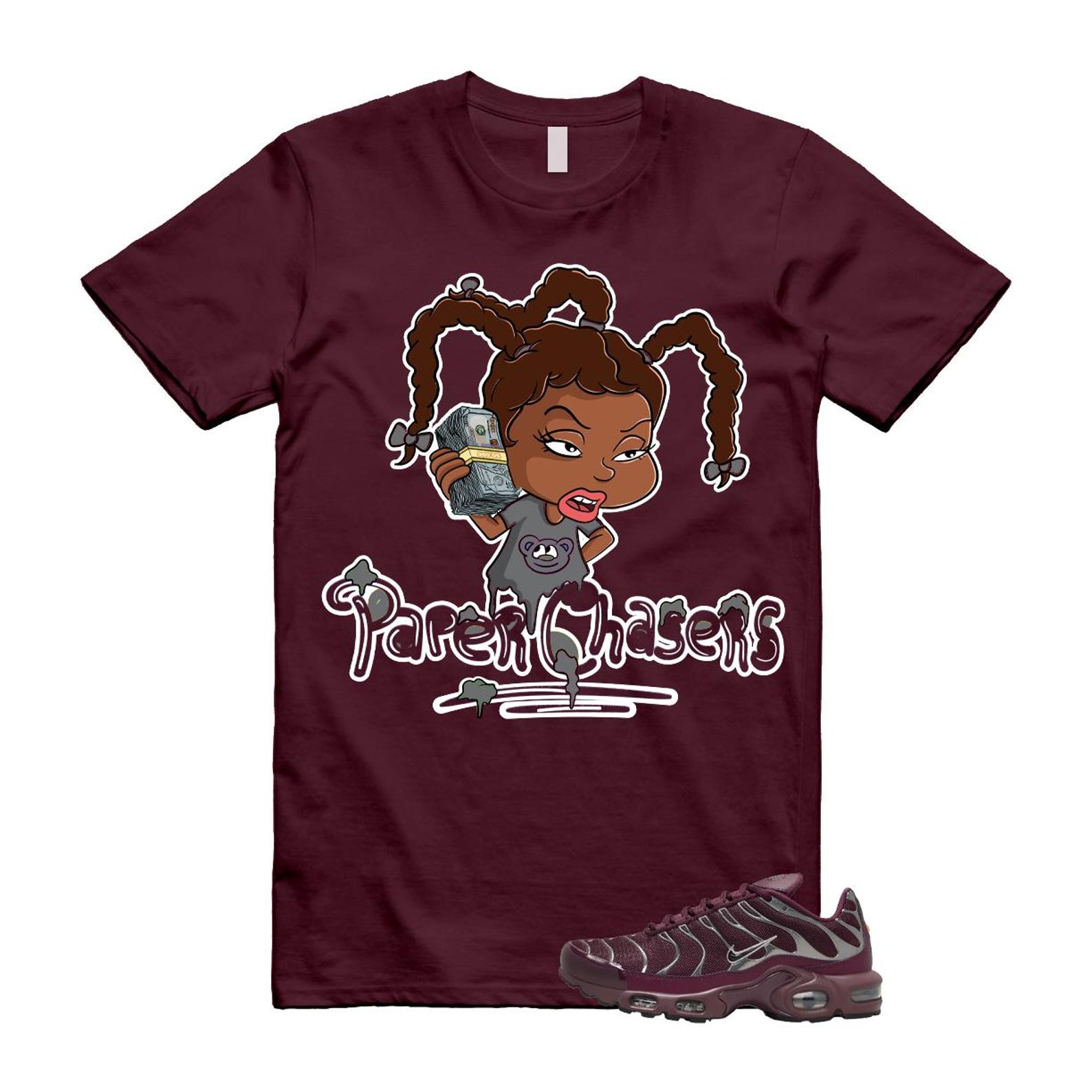 Air Max Night Maroon Metallic Silver Dark Team Red Plus SE T Shirt Match PC HJ9743-600 T-Shirt, Sneaker Match Tee