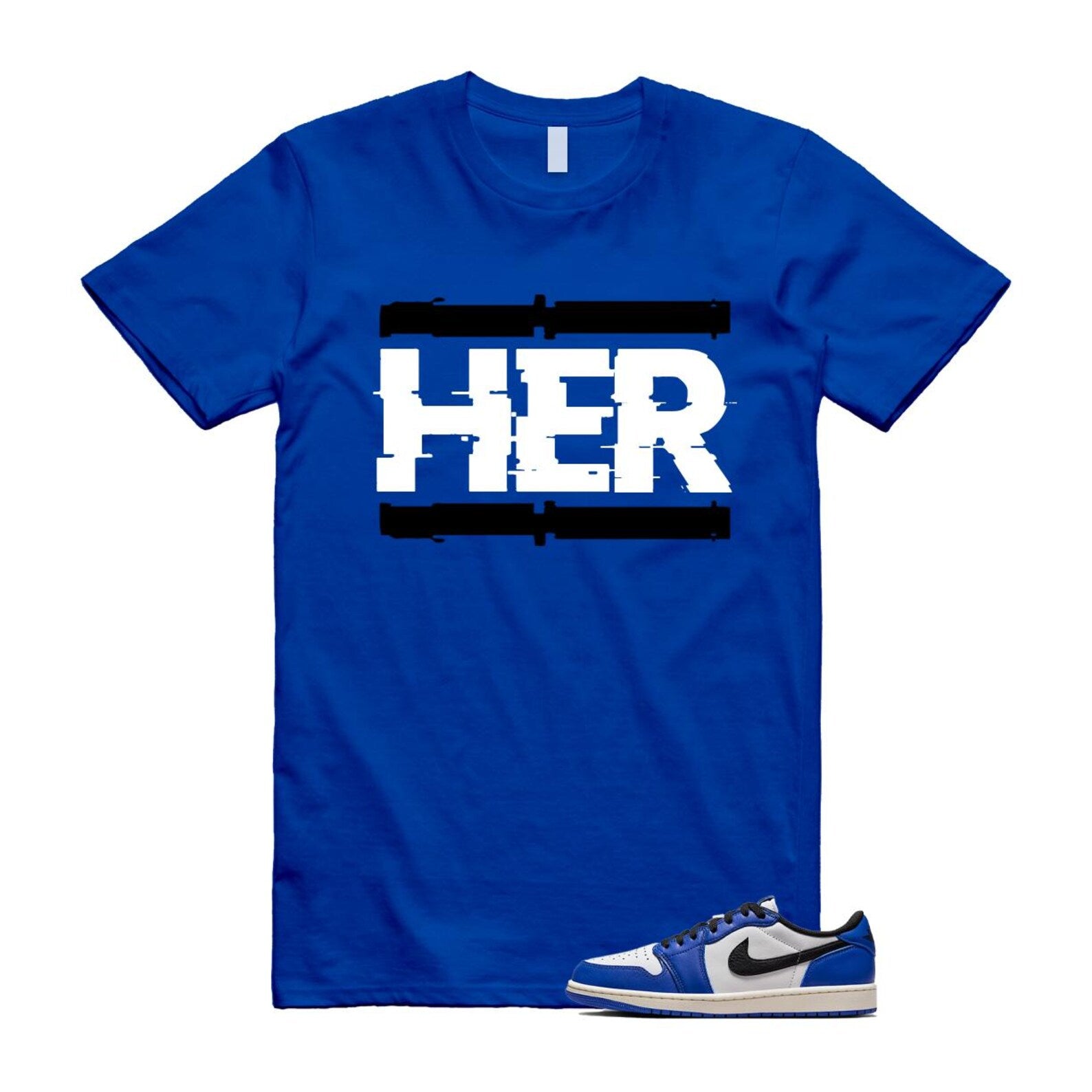 1 Game Royal Blue White Black Low OG T Shirt Match HER CZ0790-140 T-Shirt, Sneaker Match Tee