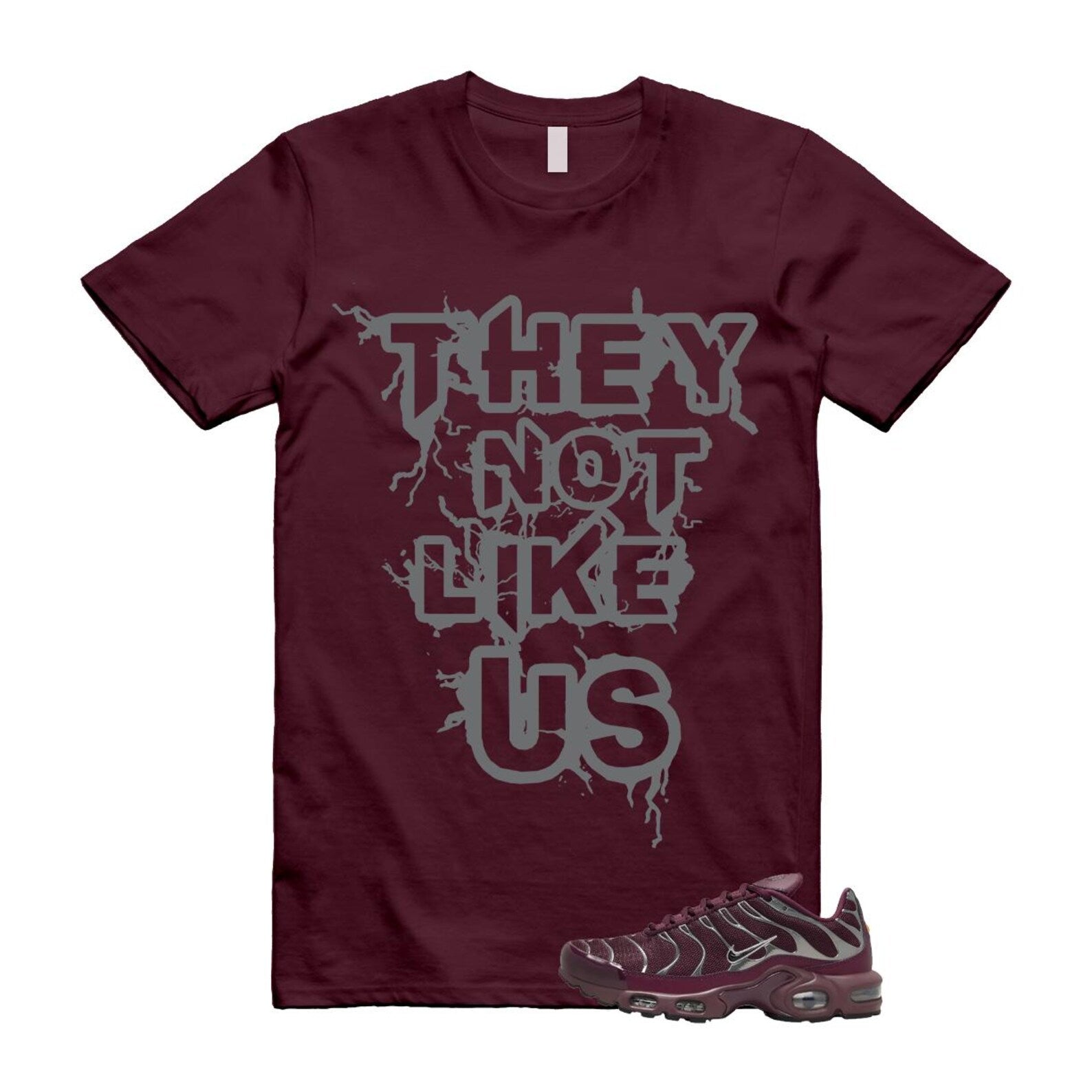 Air Max Night Maroon Metallic Silver Dark Team Red Plus SE T Shirt Match US HJ9743-600 T-Shirt, Sneaker Match Tee