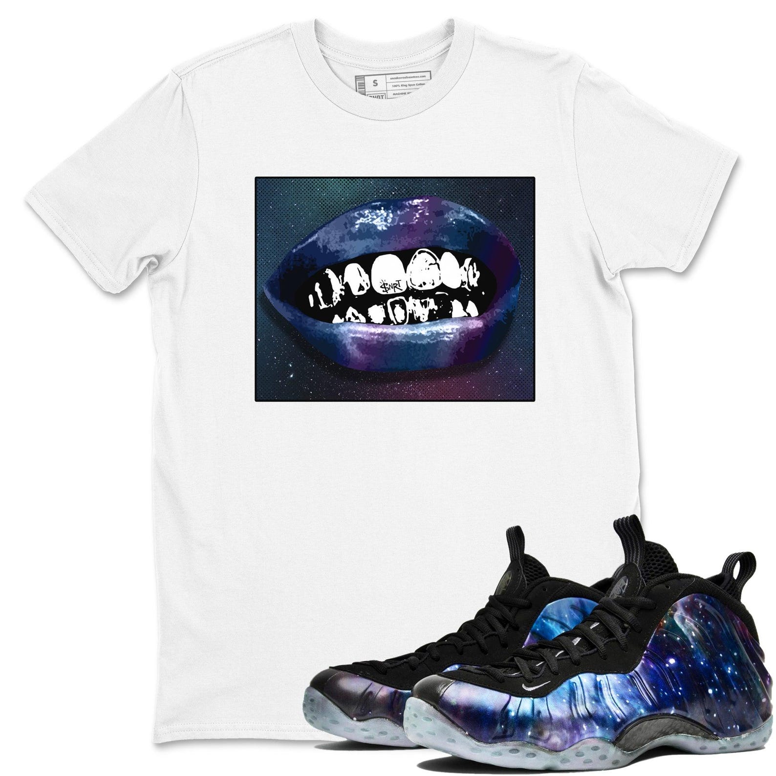 Grillz Lips Unisex T Shirts To Match Jordans Air Foamposite One Galaxy, FQ4303-400 T-Shirt, Sneaker Match Tee