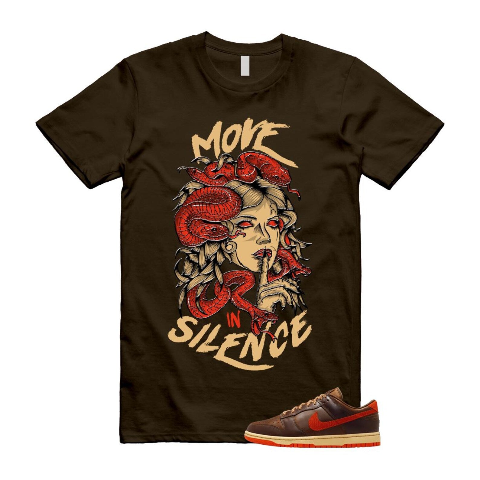 Dunk British Brown Light Tan Sesame Picante Red T Shirt Match MIS HQ3448-262 T-Shirt, Sneaker Match Tee