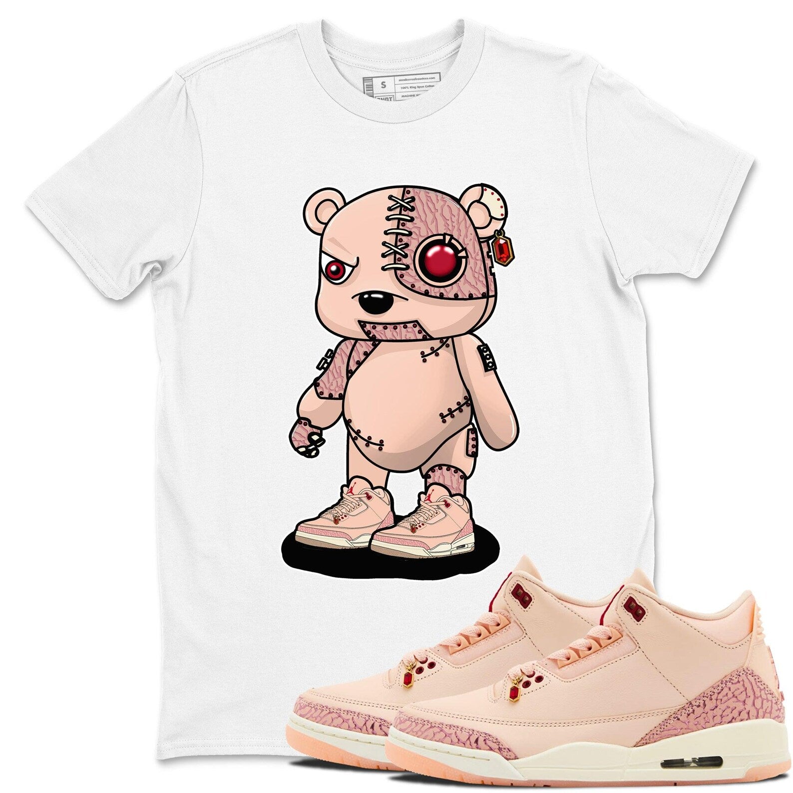 Cyborg Bear Crew Neck T-Shirt To Match Jordans AJ3 Valentines Day, HJ0178-600 T-Shirt, Sneaker Match Tee
