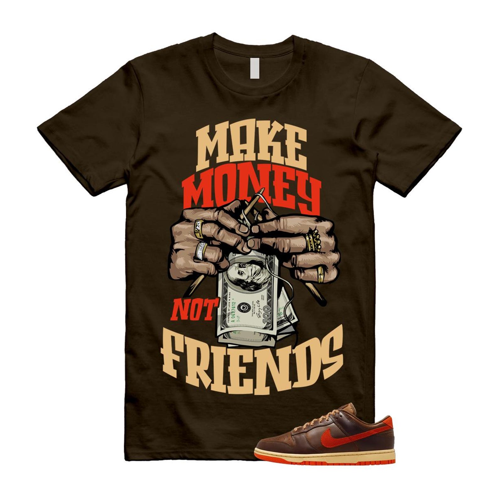 Dunk British Brown Light Tan Sesame Picante Red T Shirt Match MM HQ3448-262 T-Shirt, Sneaker Match Tee