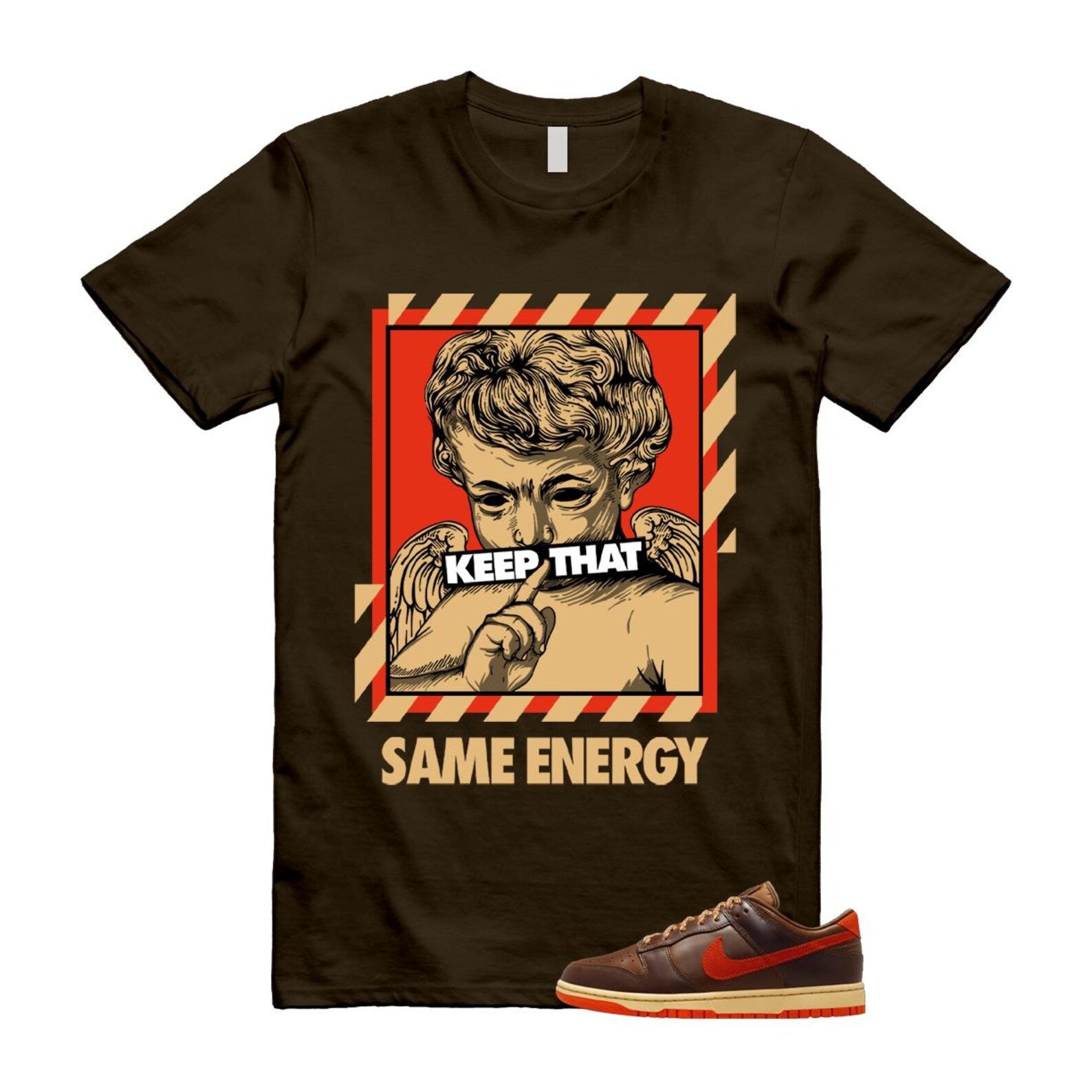 Dunk British Brown Light Tan Sesame Picante Red T Shirt Match ENERGY HQ3448-262 T-Shirt, Sneaker Match Tee