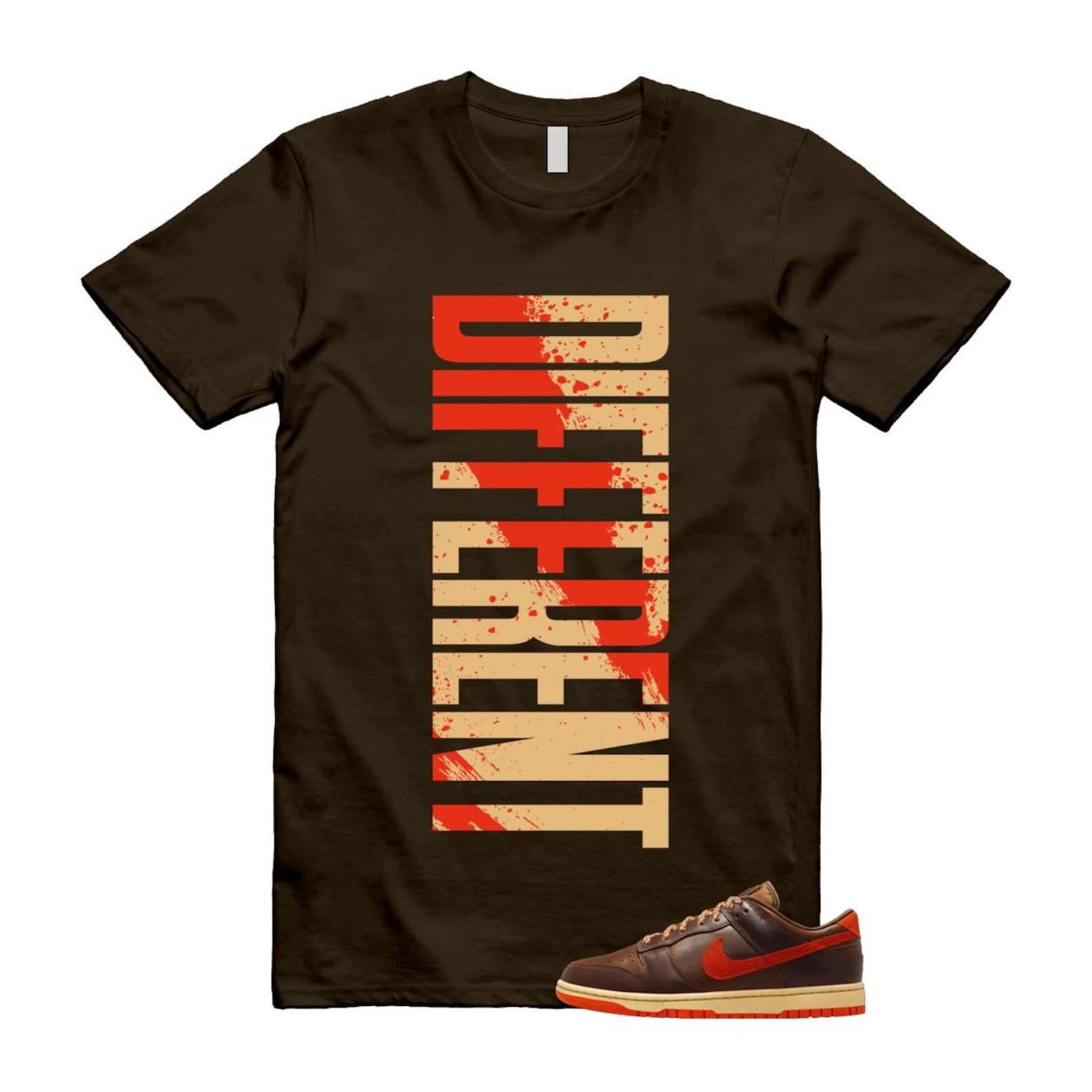 Dunk British Brown Light Tan Sesame Picante Red T Shirt Match DFRNT HQ3448-262 T-Shirt, Sneaker Match Tee