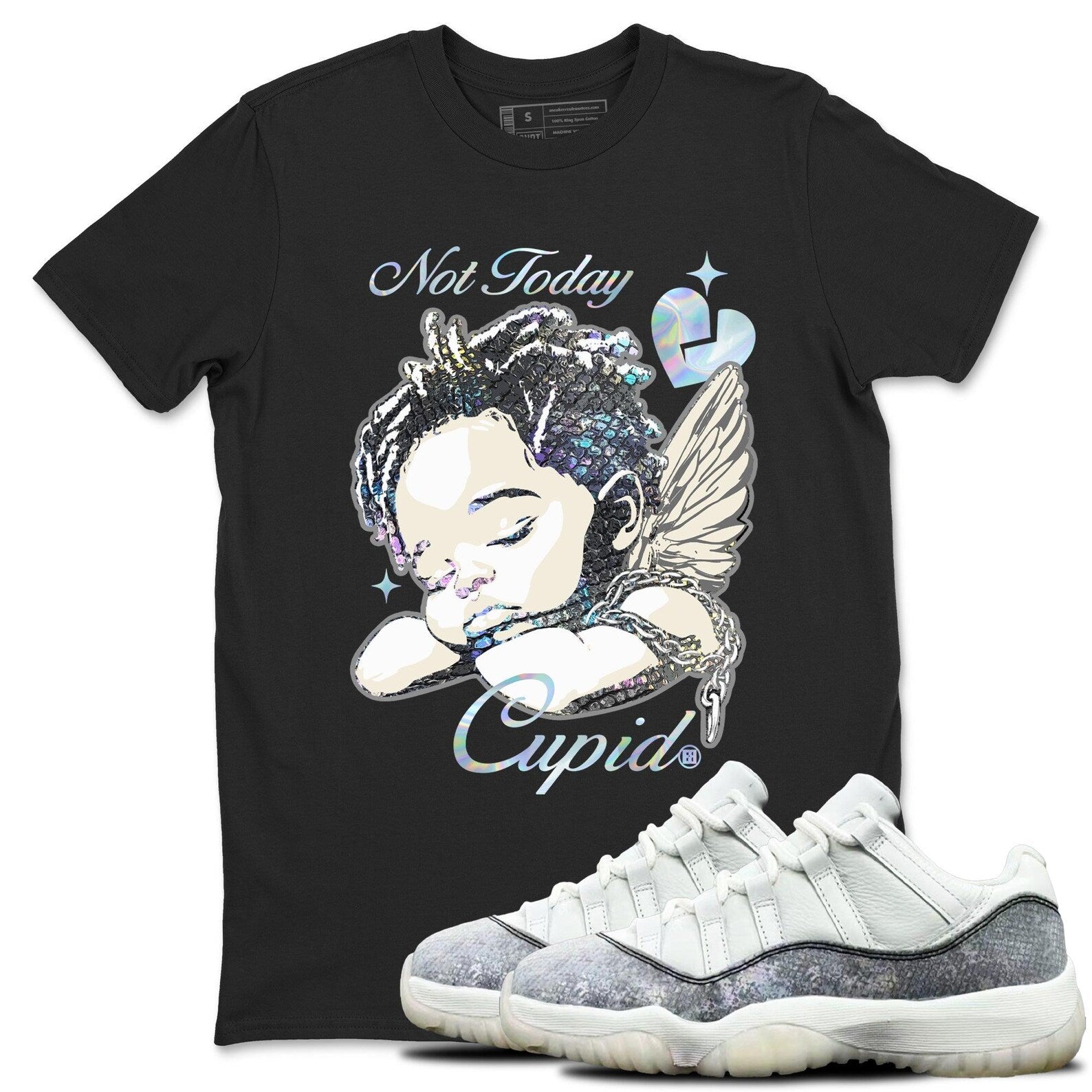 Not Today Cupid Crew Neck T-Shirt To Match Jordans 11s Year Of The Snake, HQ7000-001 T-Shirt, Sneaker Match Tee