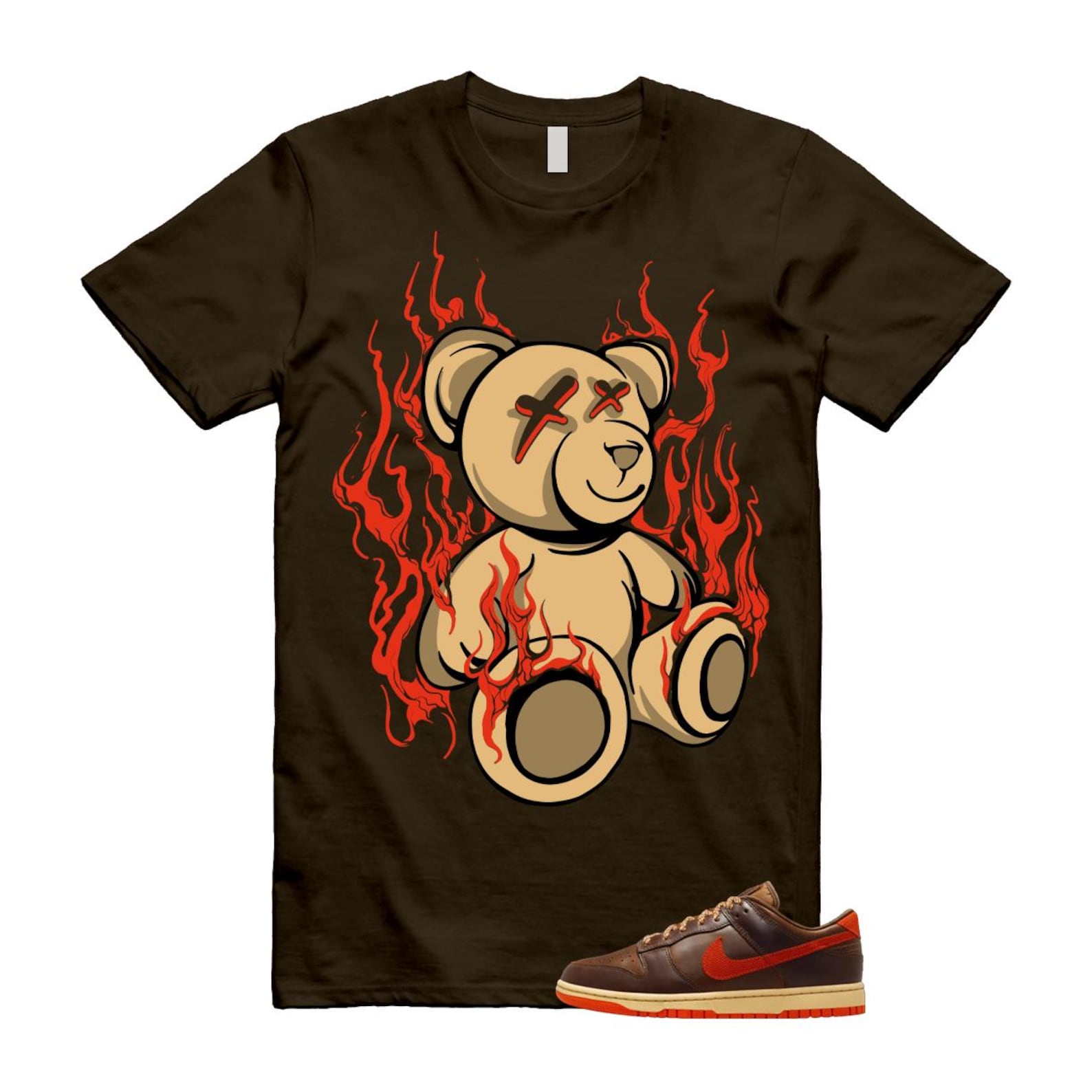 Dunk British Brown Light Tan Sesame Picante Red T Shirt Match LIT HQ3448-262 T-Shirt, Sneaker Match Tee