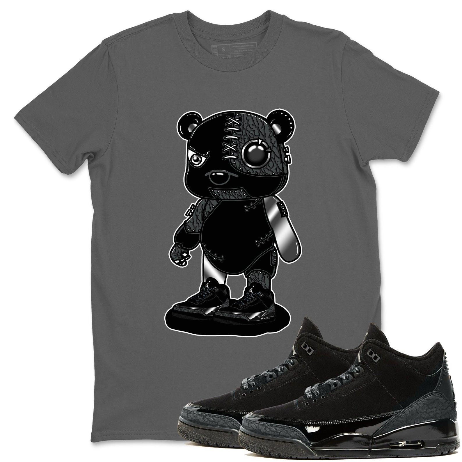 Cyborg Bear Crew Neck T-Shirt To Match Jordans AJ3 Black Cat, CT8532-001 T-Shirt, Sneaker Match Tee