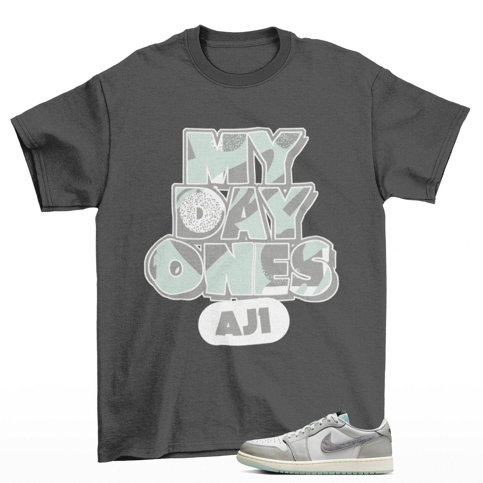 Day One Sneaker T Shirt to Match Jordan 1 Low Year of the Snake, HF3144-100 T-Shirt, Sneaker Match Tee
