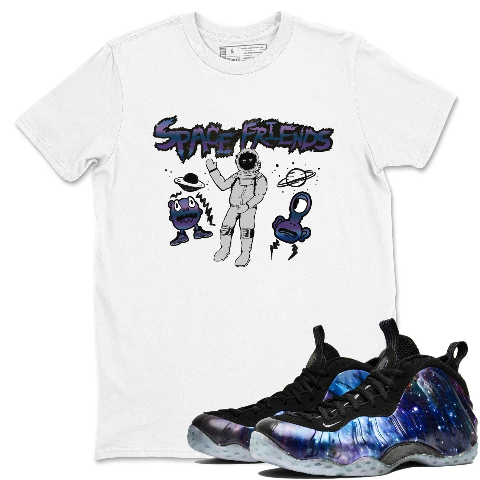 Space Friends Sneaker T Shirts To Match Jordans Foamposite One Galaxy, FQ4303-400 T-Shirt, Sneaker Match Tee