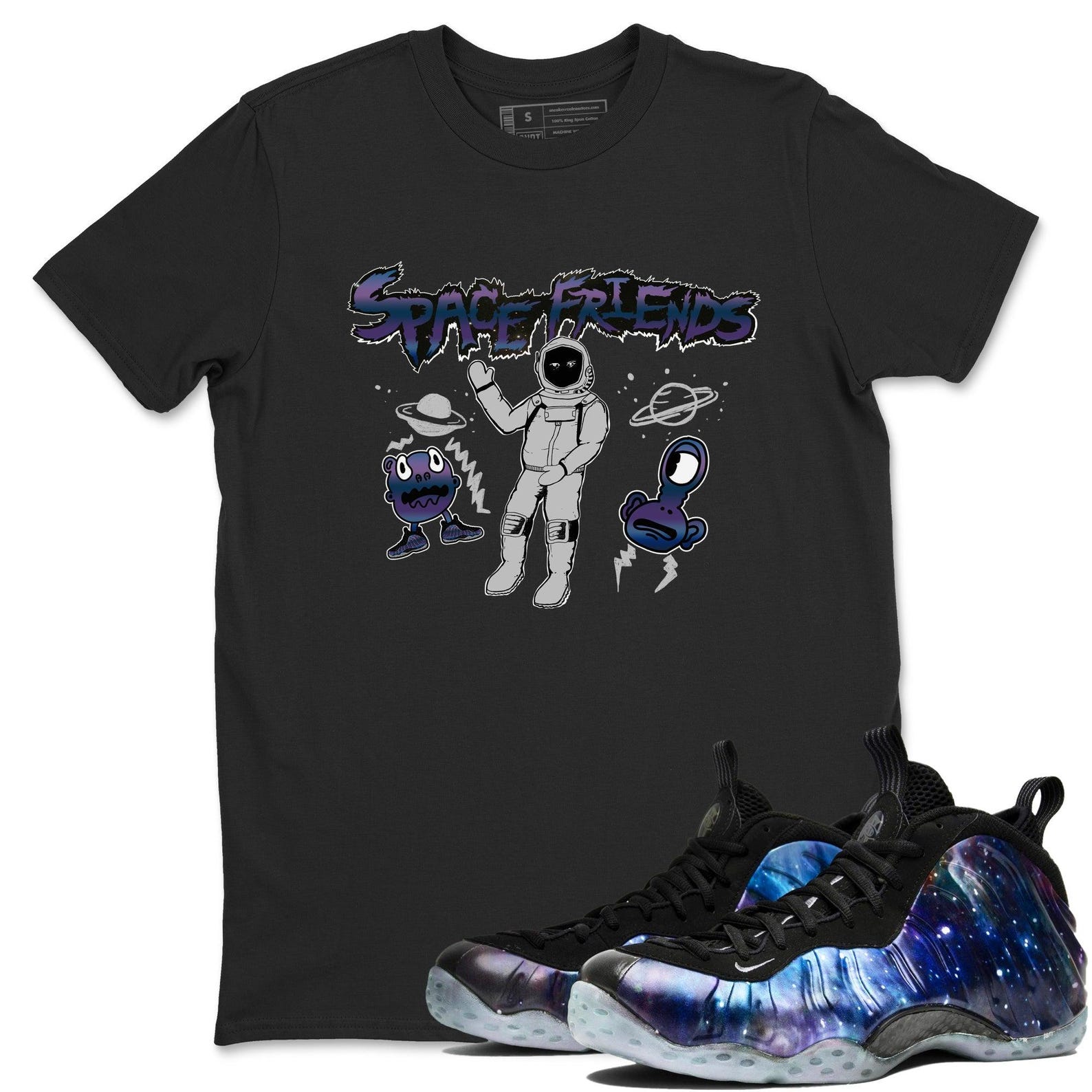 Space Friends Sneaker T Shirts To Match Jordans Foamposite One Galaxy, FQ4303-400 T-Shirt, Sneaker Match Tee