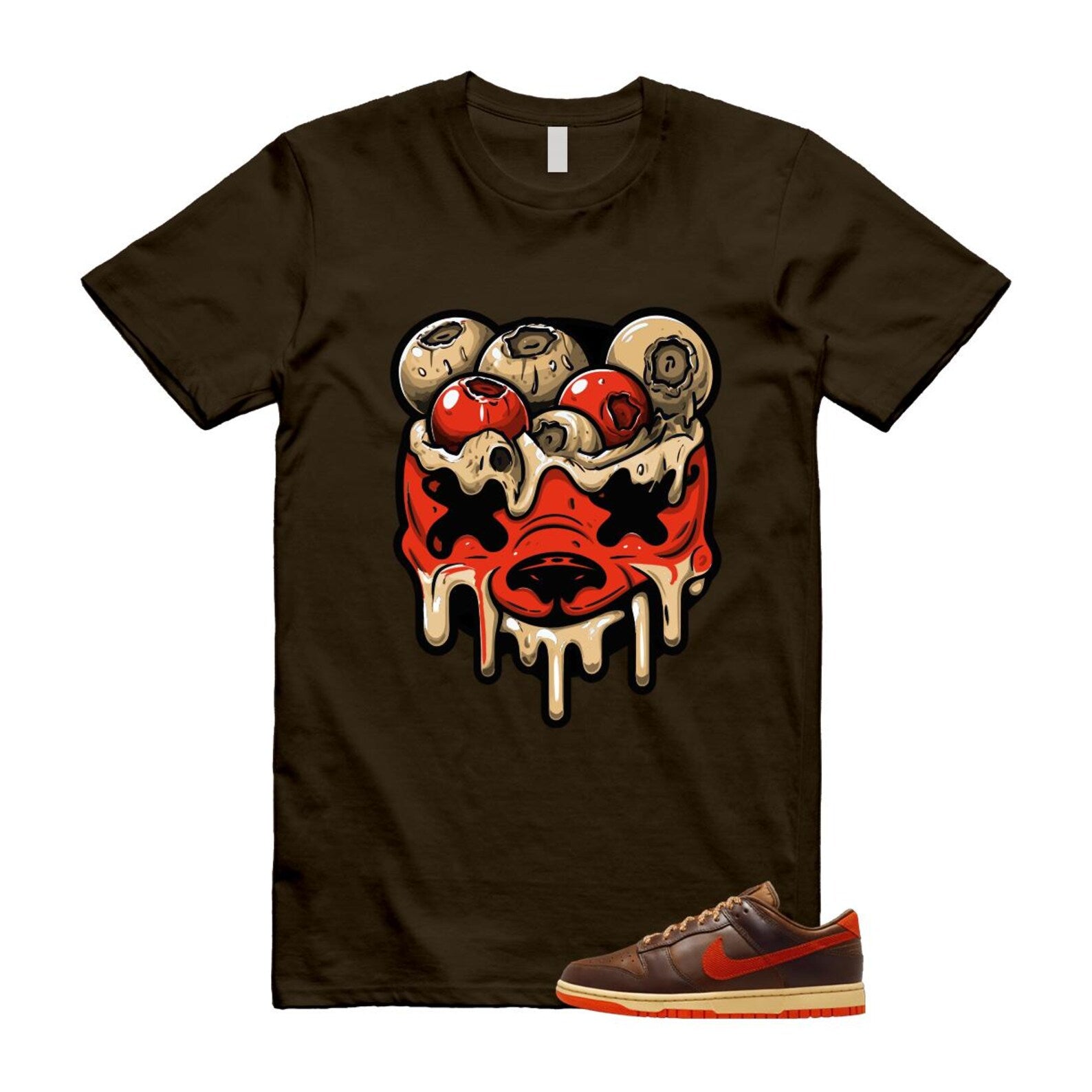 Dunk British Brown Light Tan Sesame Picante Red T Shirt Match DBEAR HQ3448-262 T-Shirt, Sneaker Match Tee