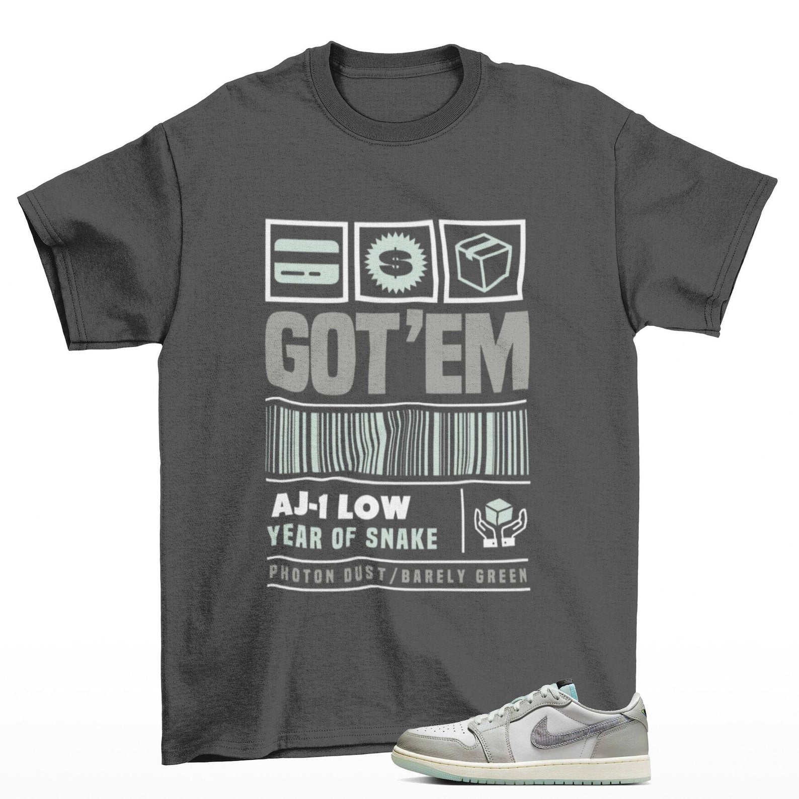 Copped Sneaker T Shirt to Match Jordan 1 Low Year of the Snake, HF3144-100 T-Shirt, Sneaker Match Tee