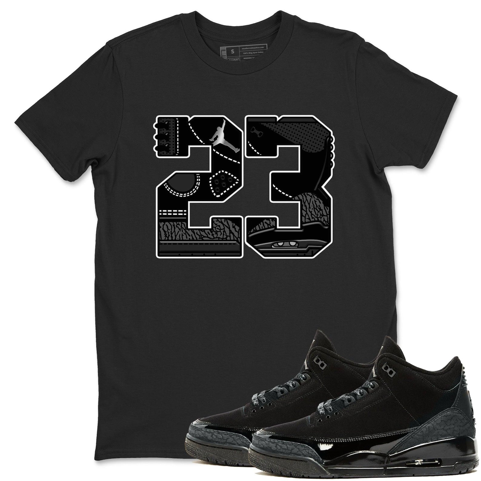 23 Crew Neck T-Shirt To Match Jordans AJ3 Black Cat, CT8532-001 T-Shirt, Sneaker Match Tee