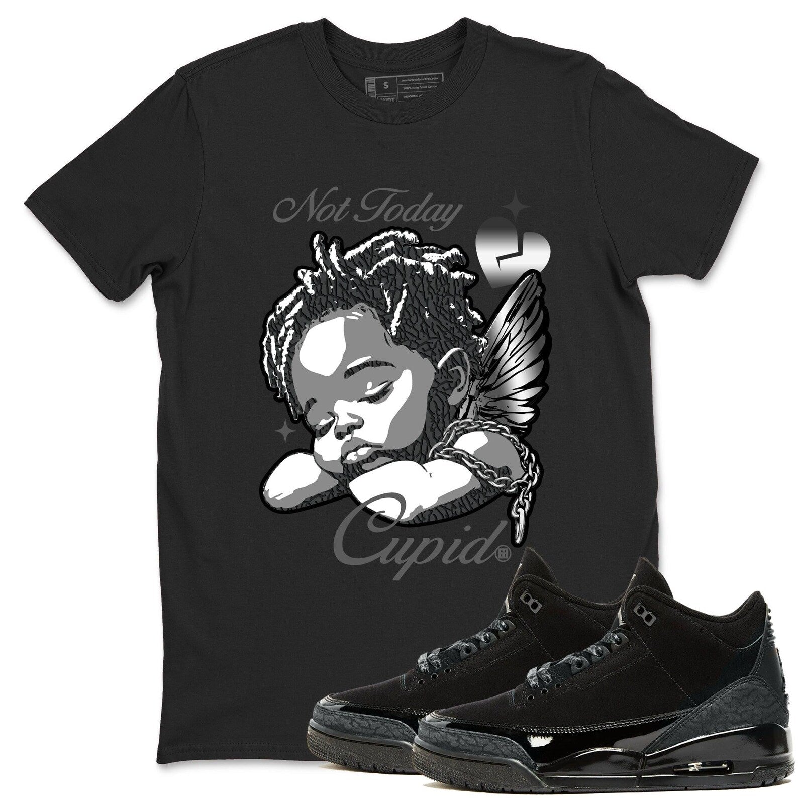 Not Today Cupid Crew Neck T-Shirt To Match Jordans AJ3 Black Cat, CT8532-001 T-Shirt, Sneaker Match Tee
